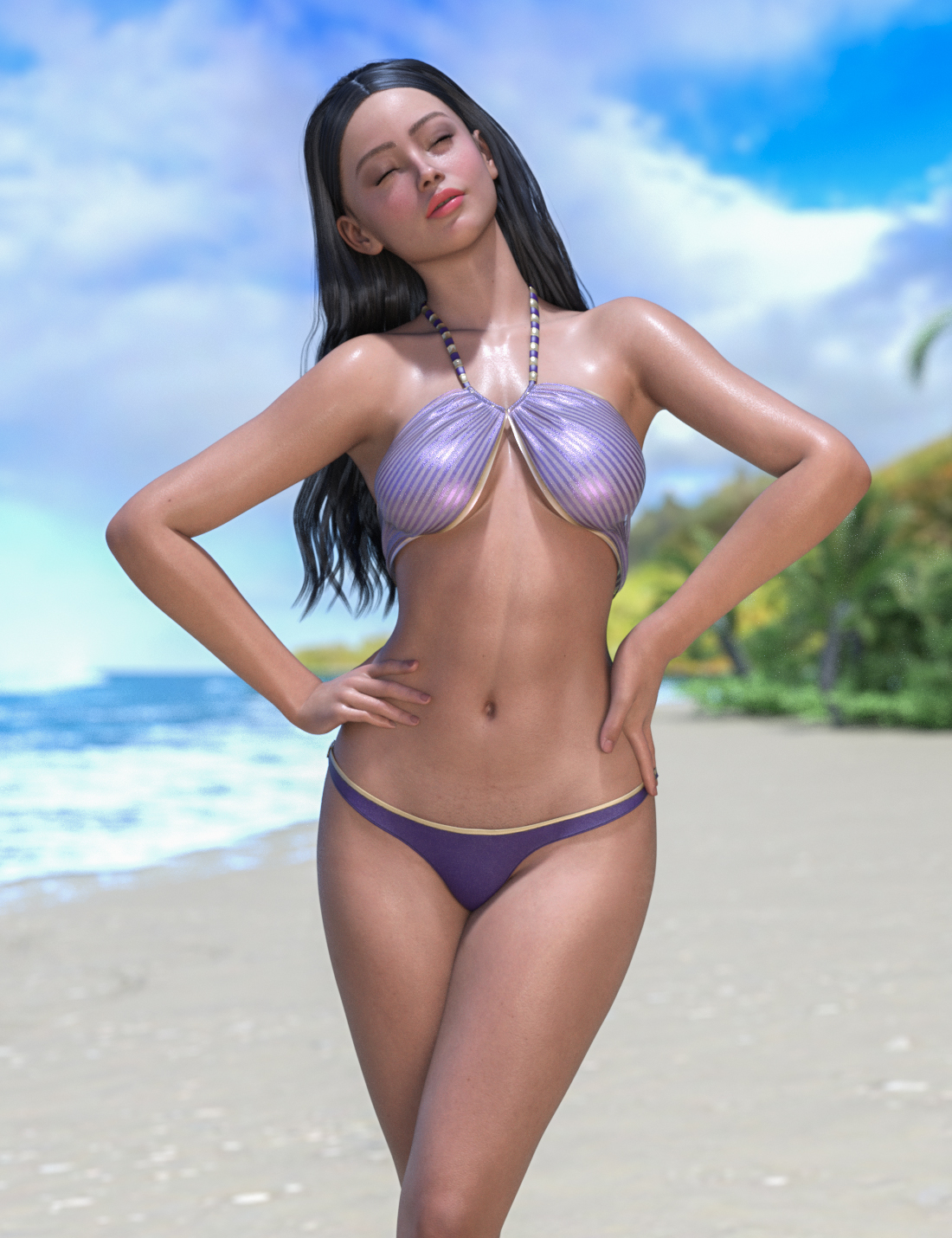 Kitty Cat Night Long Hair for Genesis 9 by: Blue Rabbit, 3D Models by Daz 3D