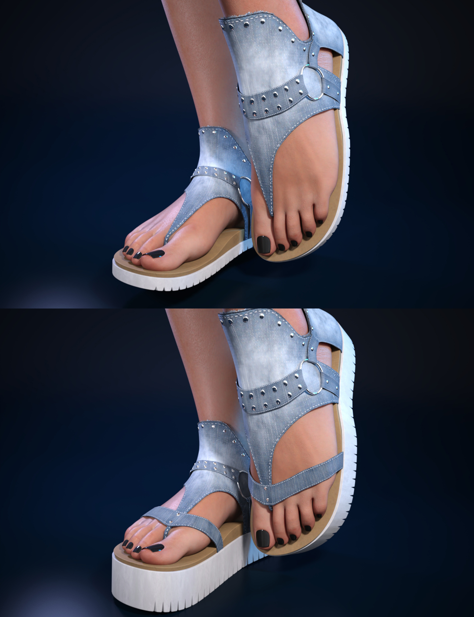 Candace Denim Sandals for Genesis 8 and 9 Candace Denim Sandals for Genesis 8 and 9 by: cWodrex, 3D Models by Daz 3D