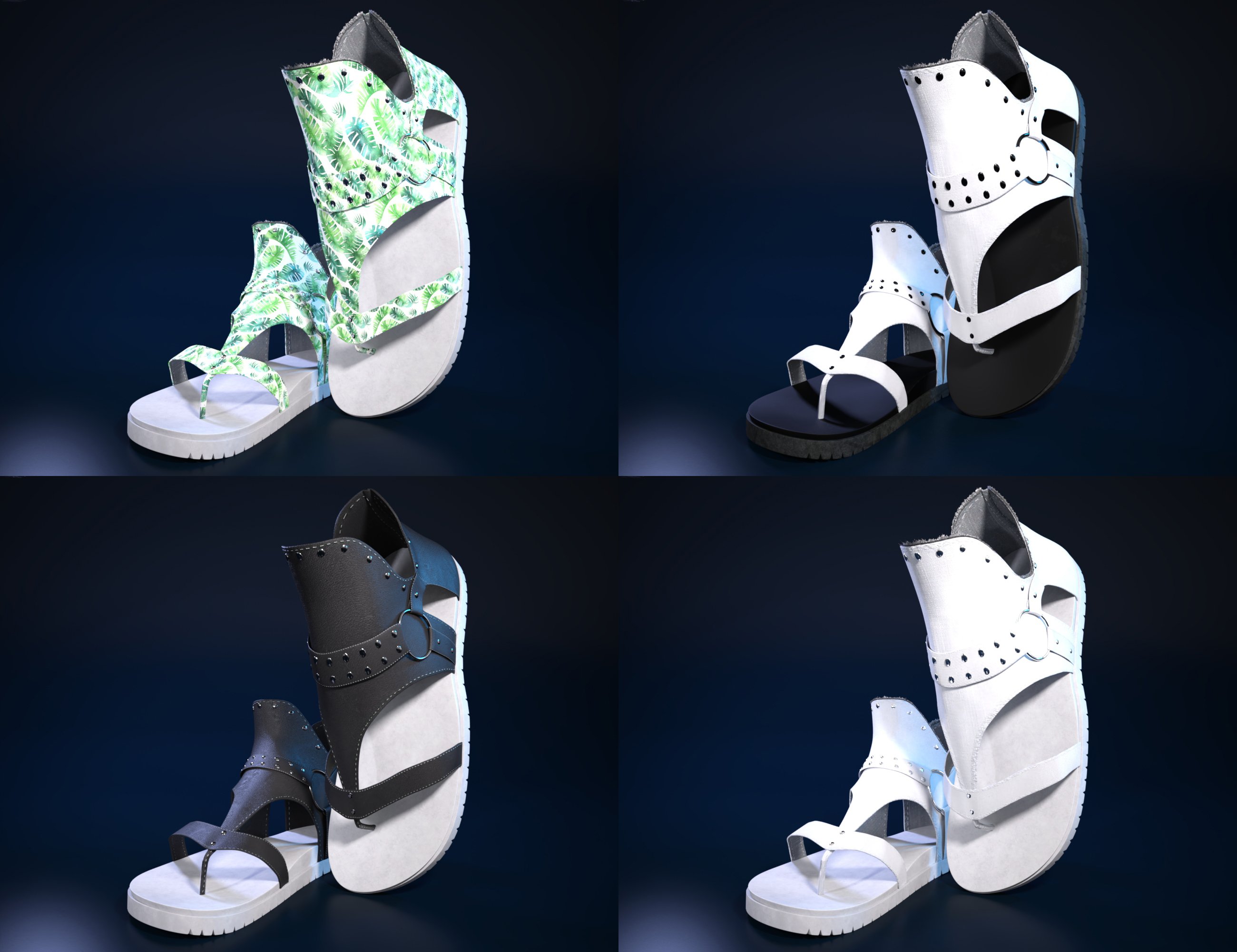 Candace Denim Sandals for Genesis 8 and 9 by: cWodrex, 3D Models by Daz 3D