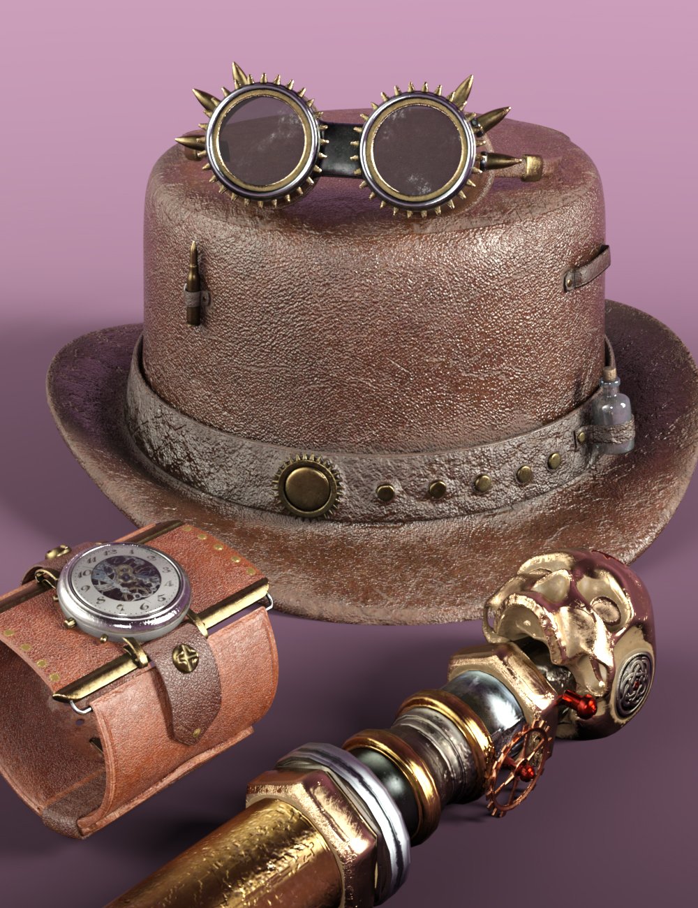 BW Steampunk Accessories for Genesis 9