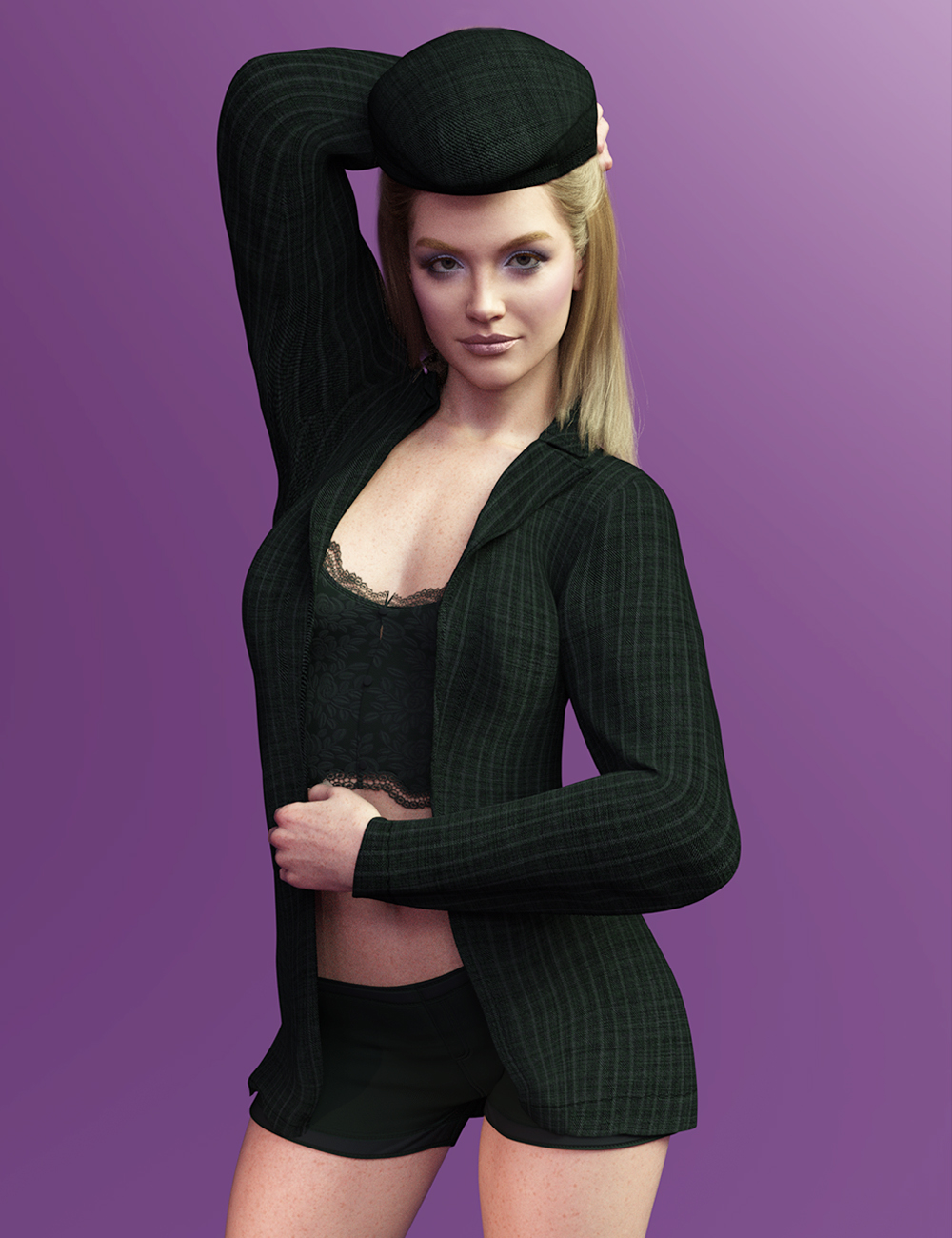dForce X-Fashion Charmed Blazer Outfit for Genesis 9 by: xtrart-3d, 3D Models by Daz 3D