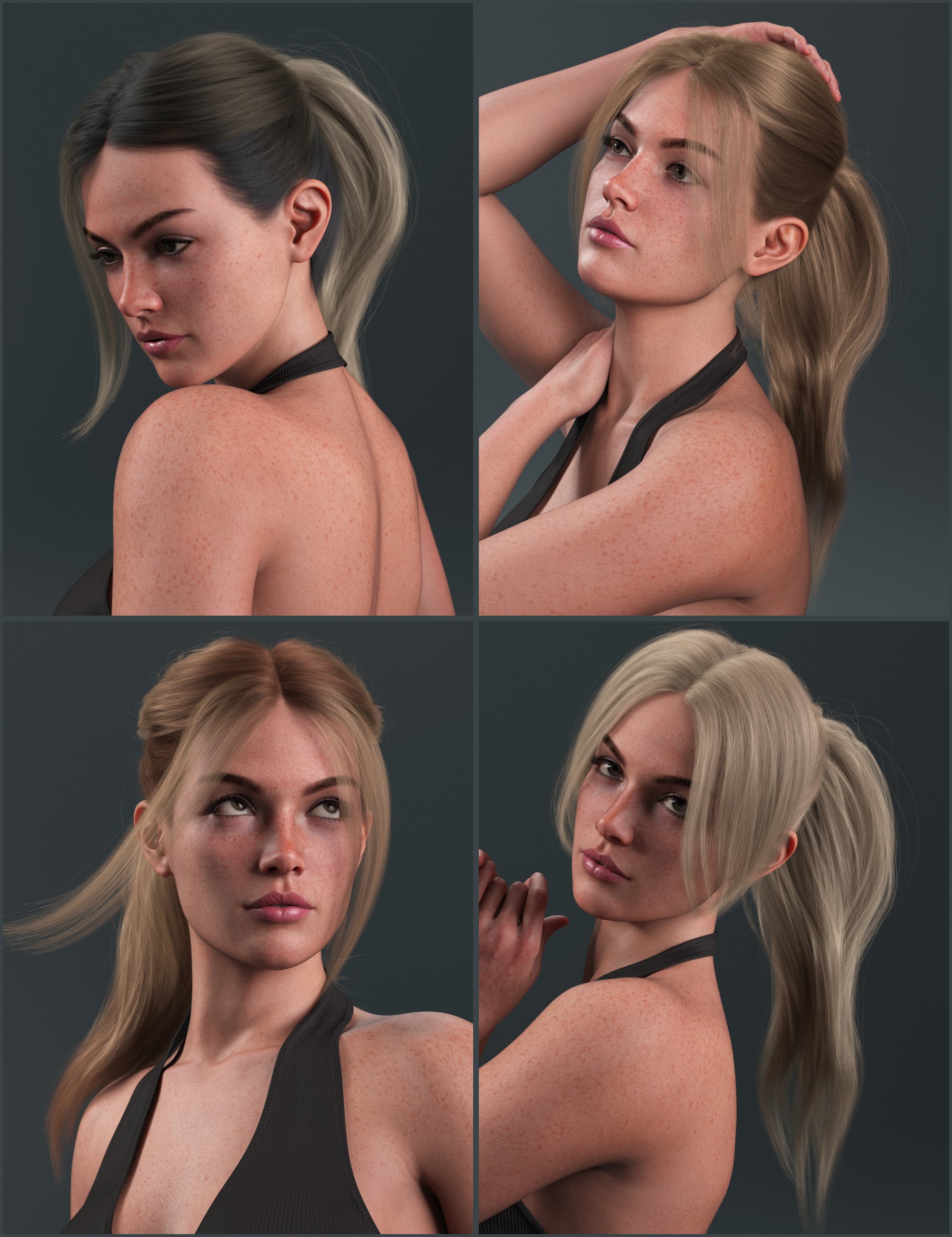 Ponytails for Mega Updo 3 Hair for Genesis 9 by: outoftouch, 3D Models by Daz 3D
