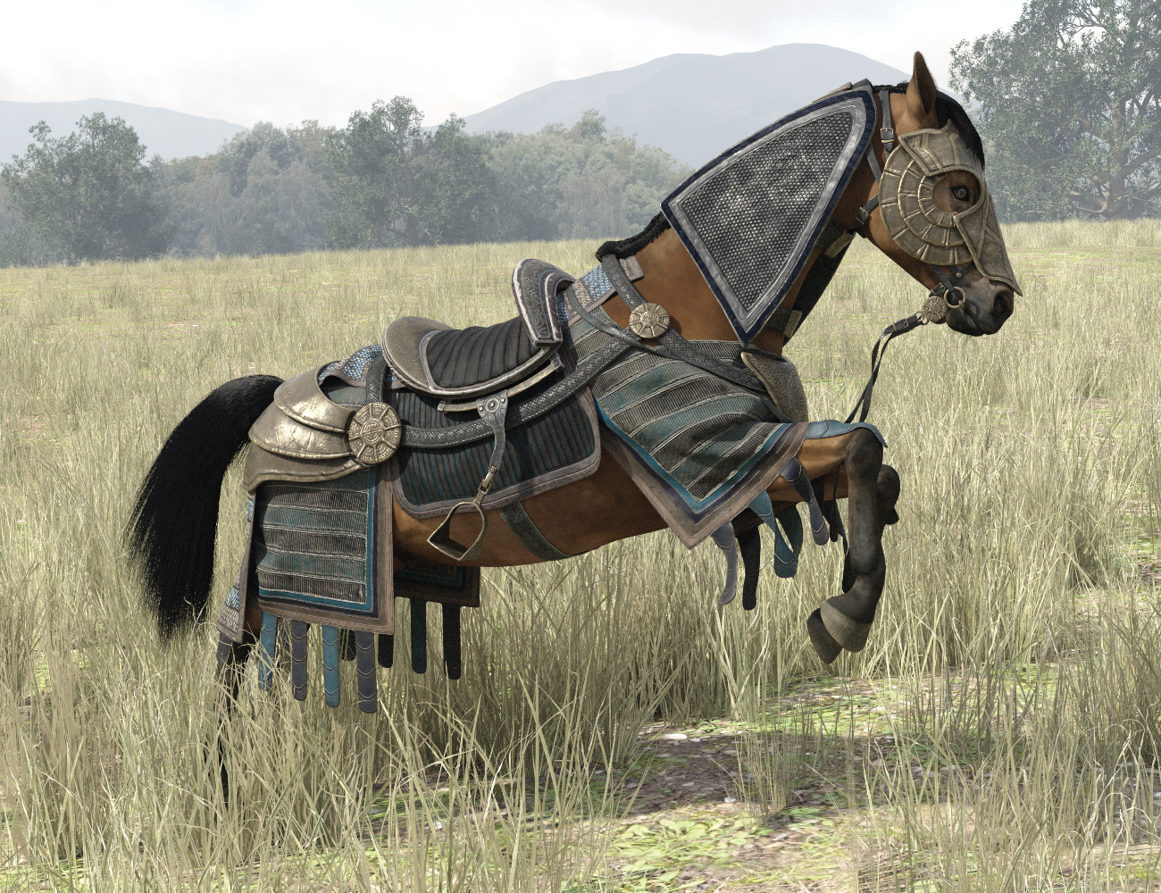 dForce Mongolian Style Horse Armor Texture Add-On | Daz 3D