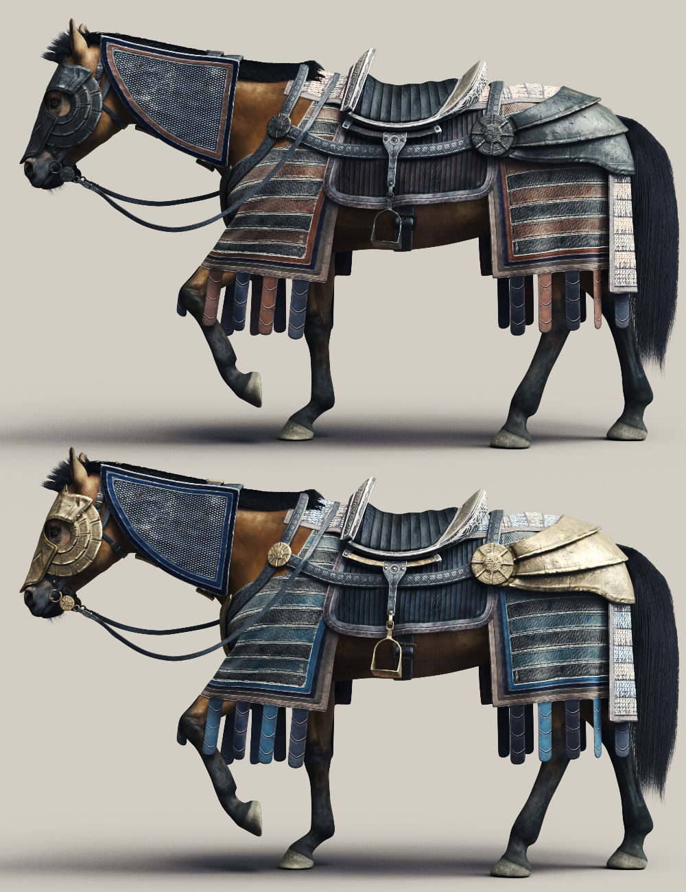 dForce Mongolian Style Horse Armor Texture AddOn Daz 3D