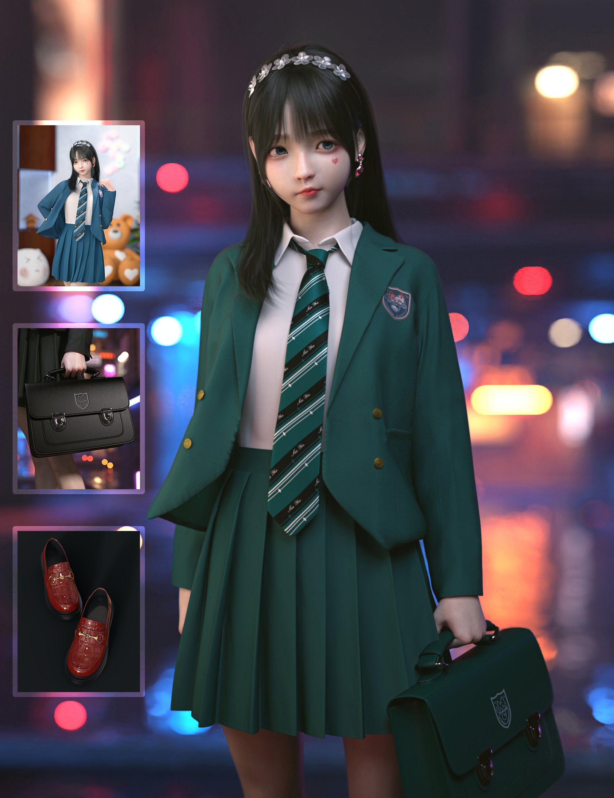 dForce SU Japan School Uniform Suit for Genesis 8, 8.1, and 9 by: Sue Yee, 3D Models by Daz 3D