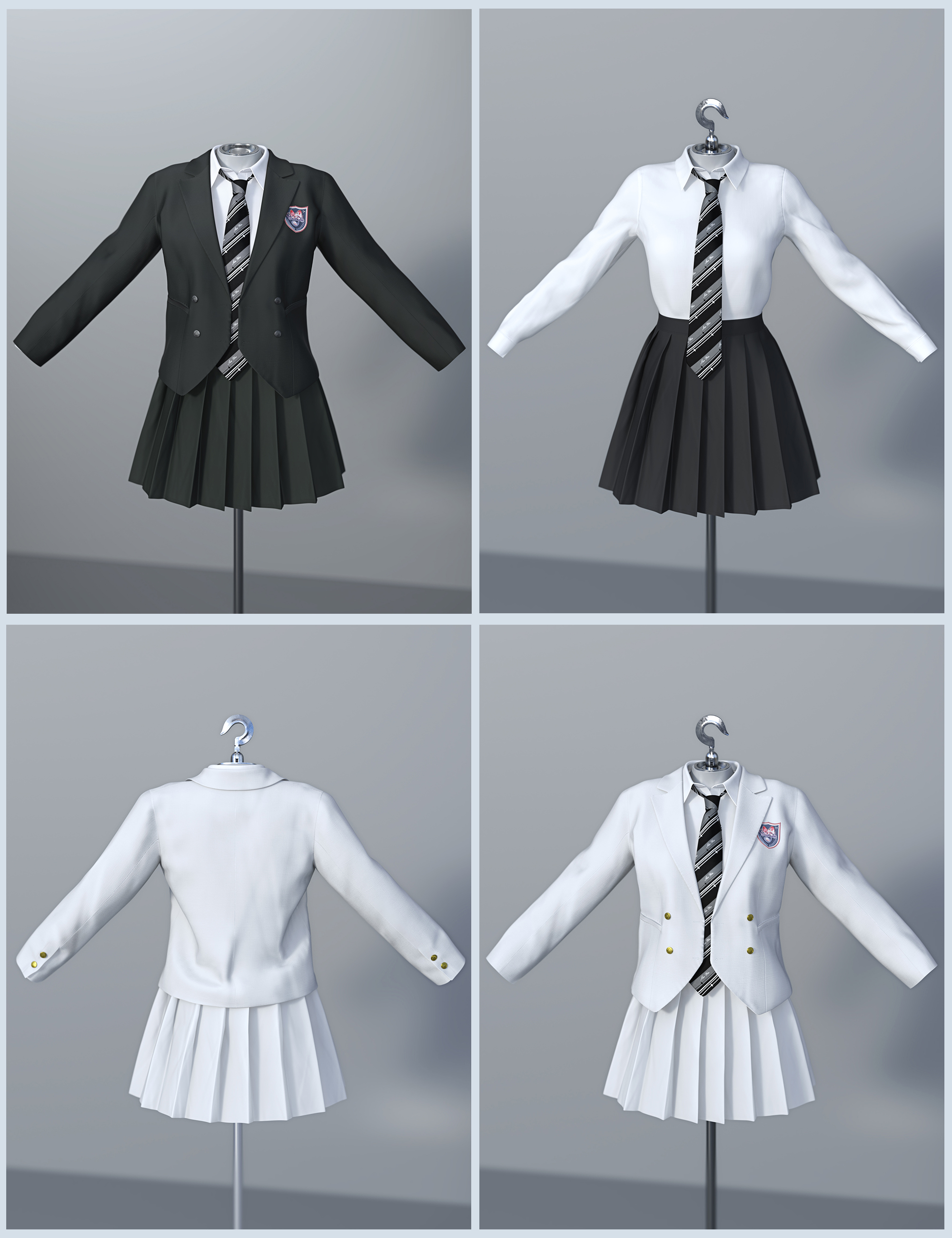 dForce SU Japan School Uniform Suit for Genesis 8, 8.1, and 9 | Daz 3D