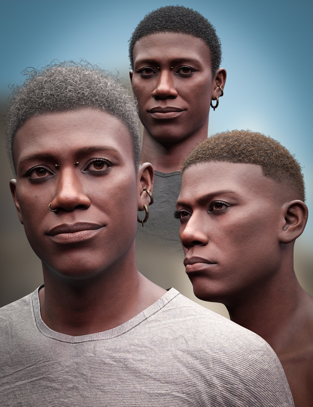 M3D Curly Short Hair for Genesis 9 by: Matari3D, 3D Models by Daz 3D