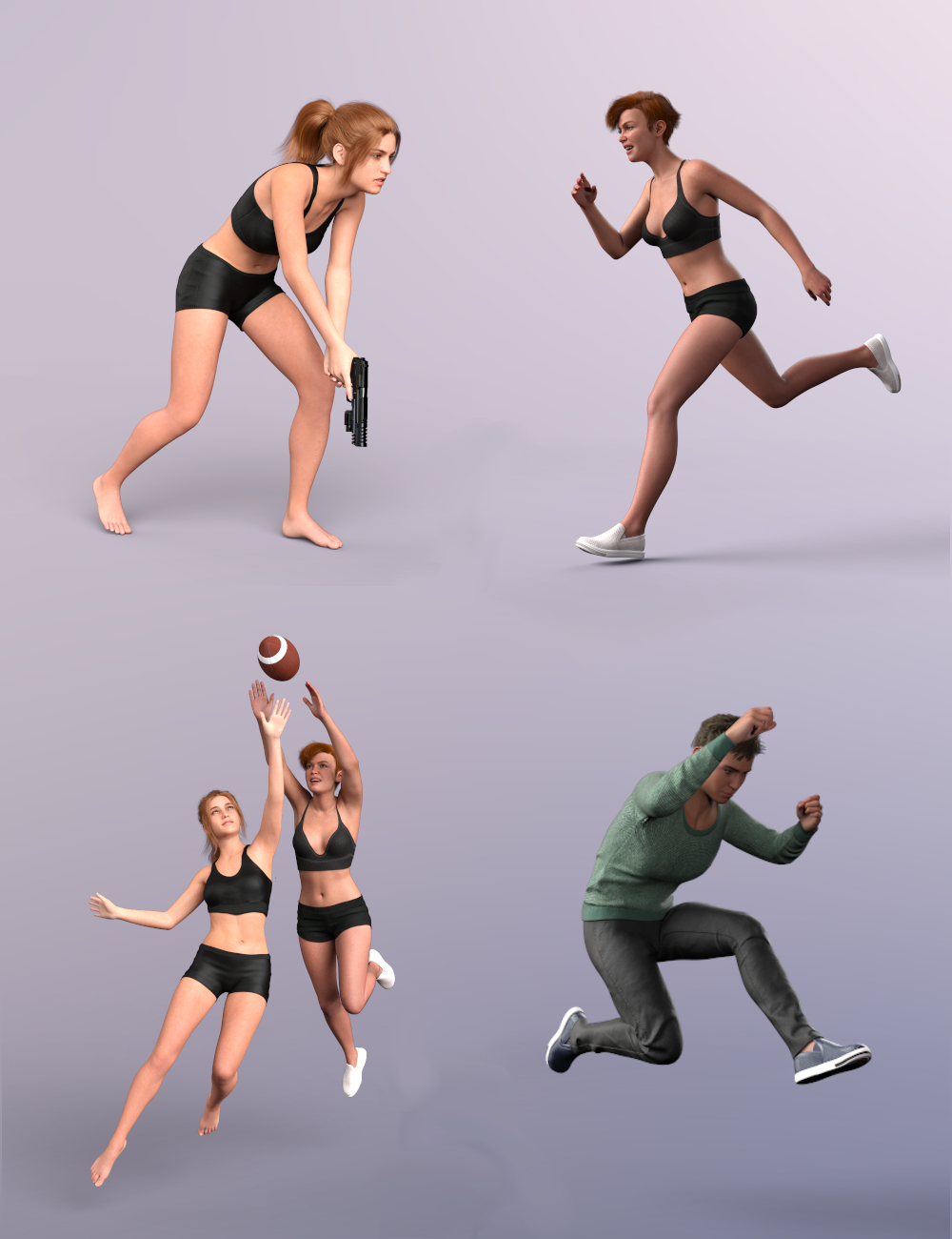 Let's Get Moving Poses for Genesis 9, 8.1, and 8 by: Scuffles3d, 3D Models by Daz 3D