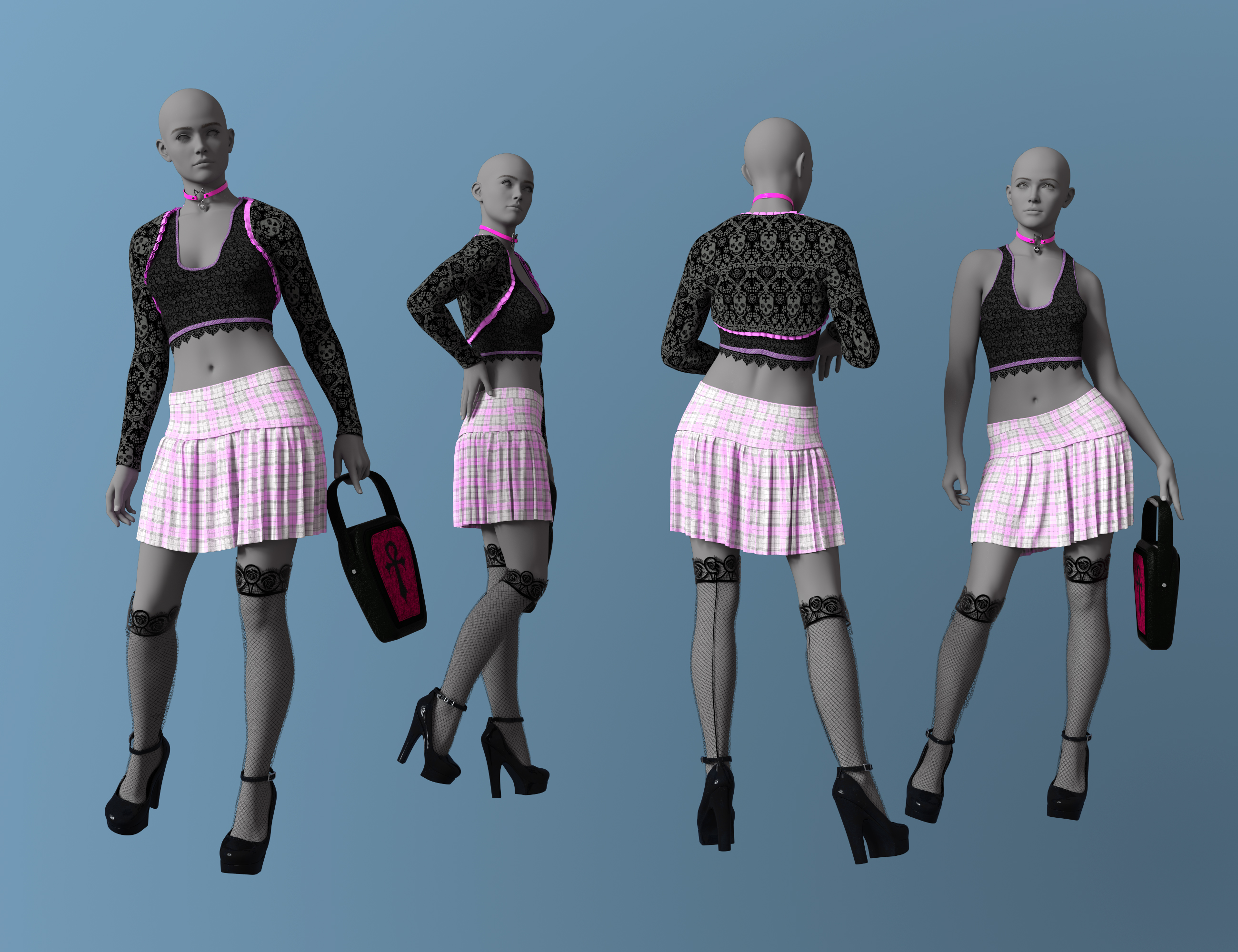 dForce Tuff Girl Outfit for Genesis 9 by: Amaranth, 3D Models by Daz 3D