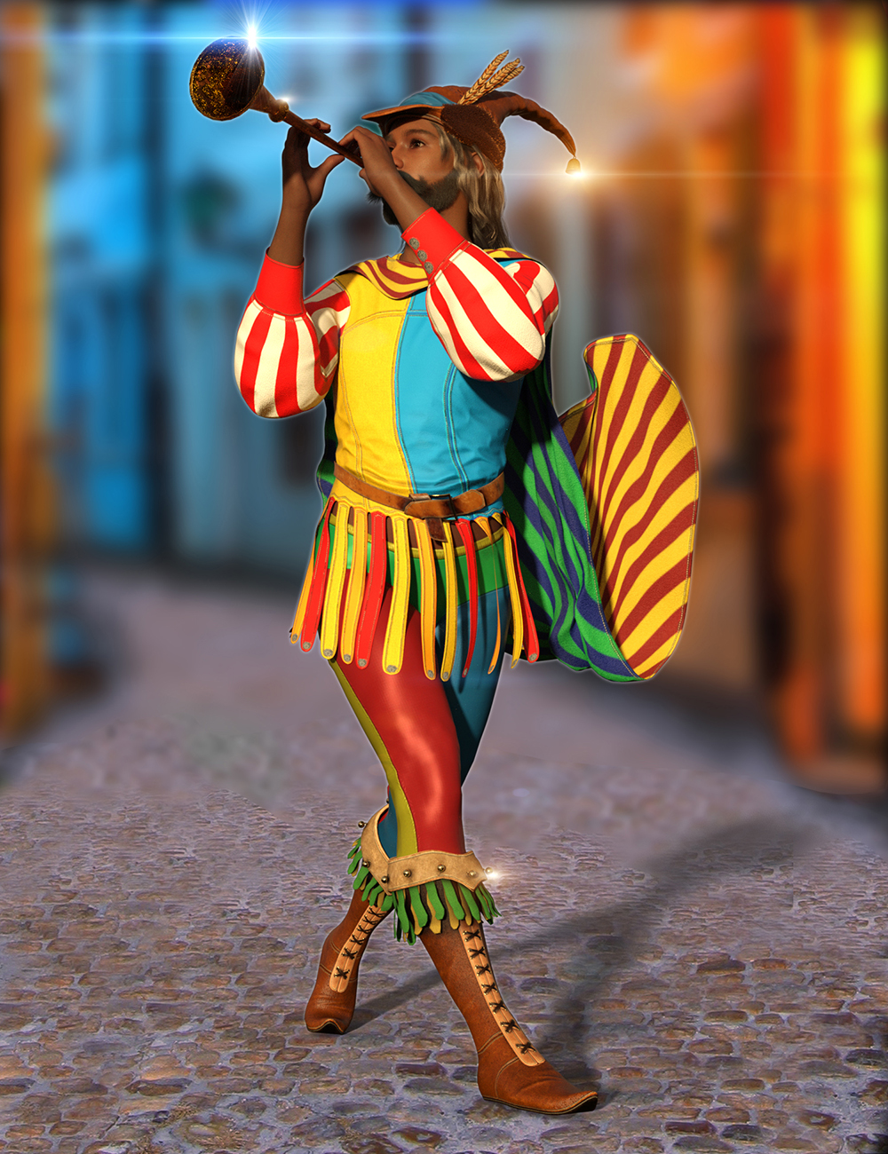 dForce Pied Piper Outfit for Genesis 9 by: Meshitup, 3D Models by Daz 3D