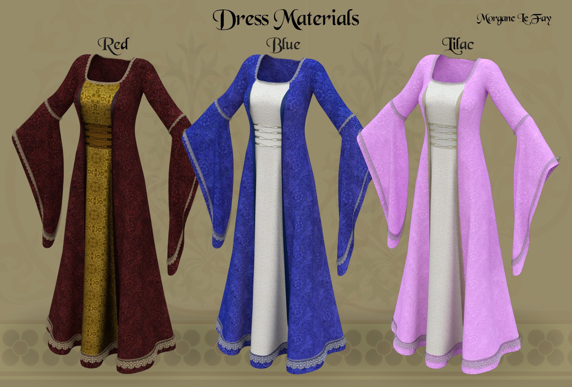 dForce Morgane Le Fay Dress for Genesis 9 and 8 by: Fantasyart3D, 3D Models by Daz 3D