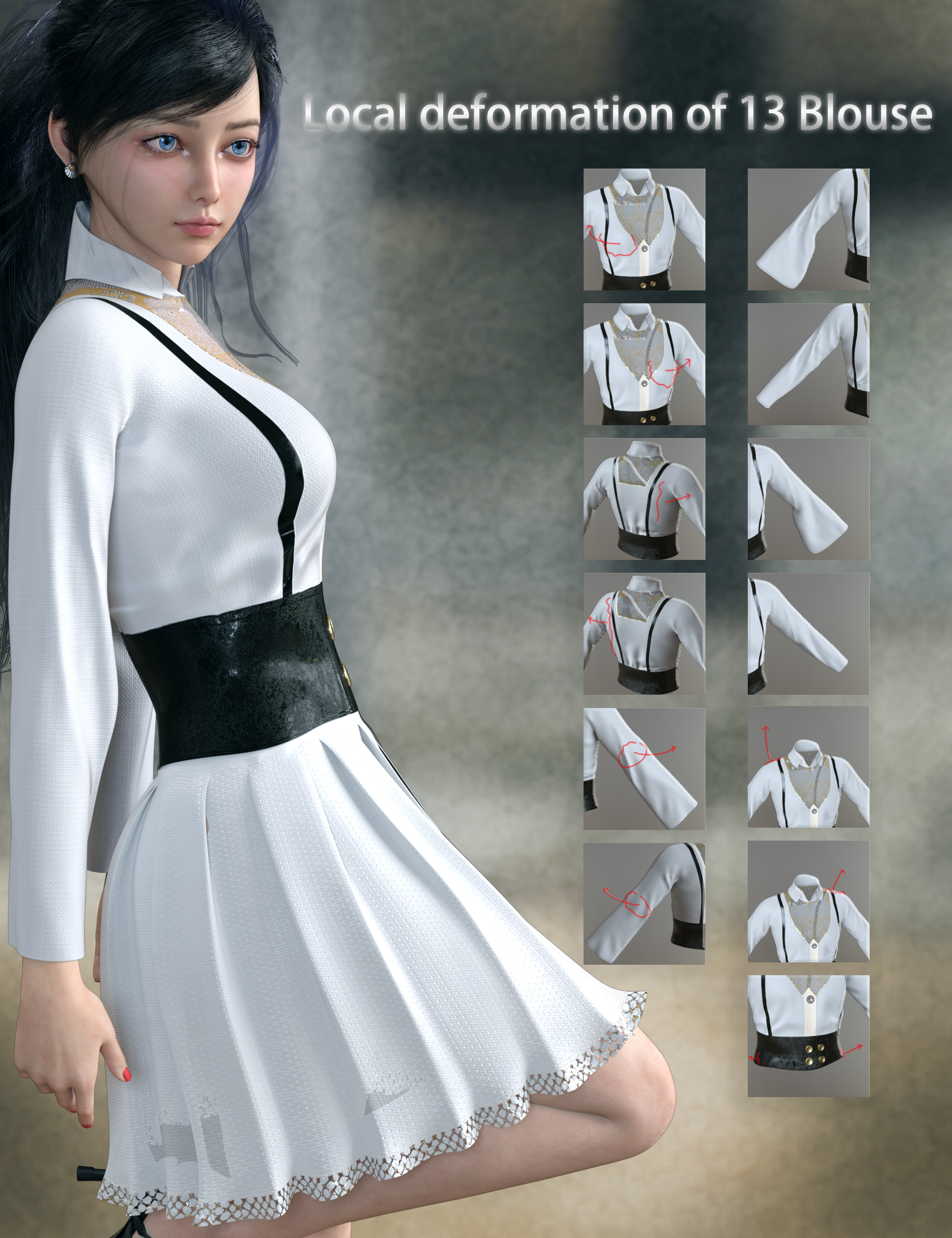 dForce Vo Kelly Clothes for Genesis 9 by: VOOTW, 3D Models by Daz 3D