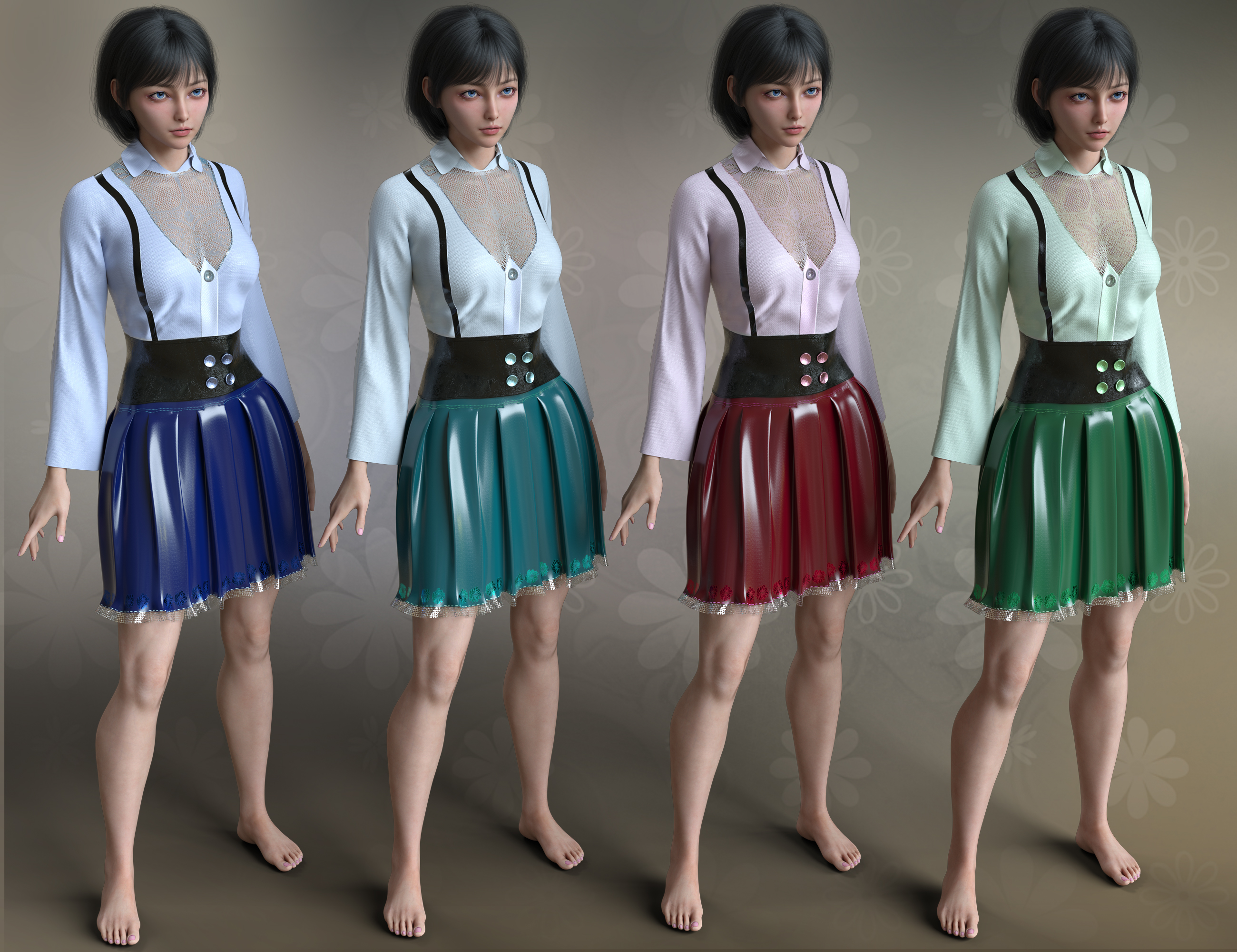 dForce Vo Kelly Clothes for Genesis 9 by: VOOTW, 3D Models by Daz 3D