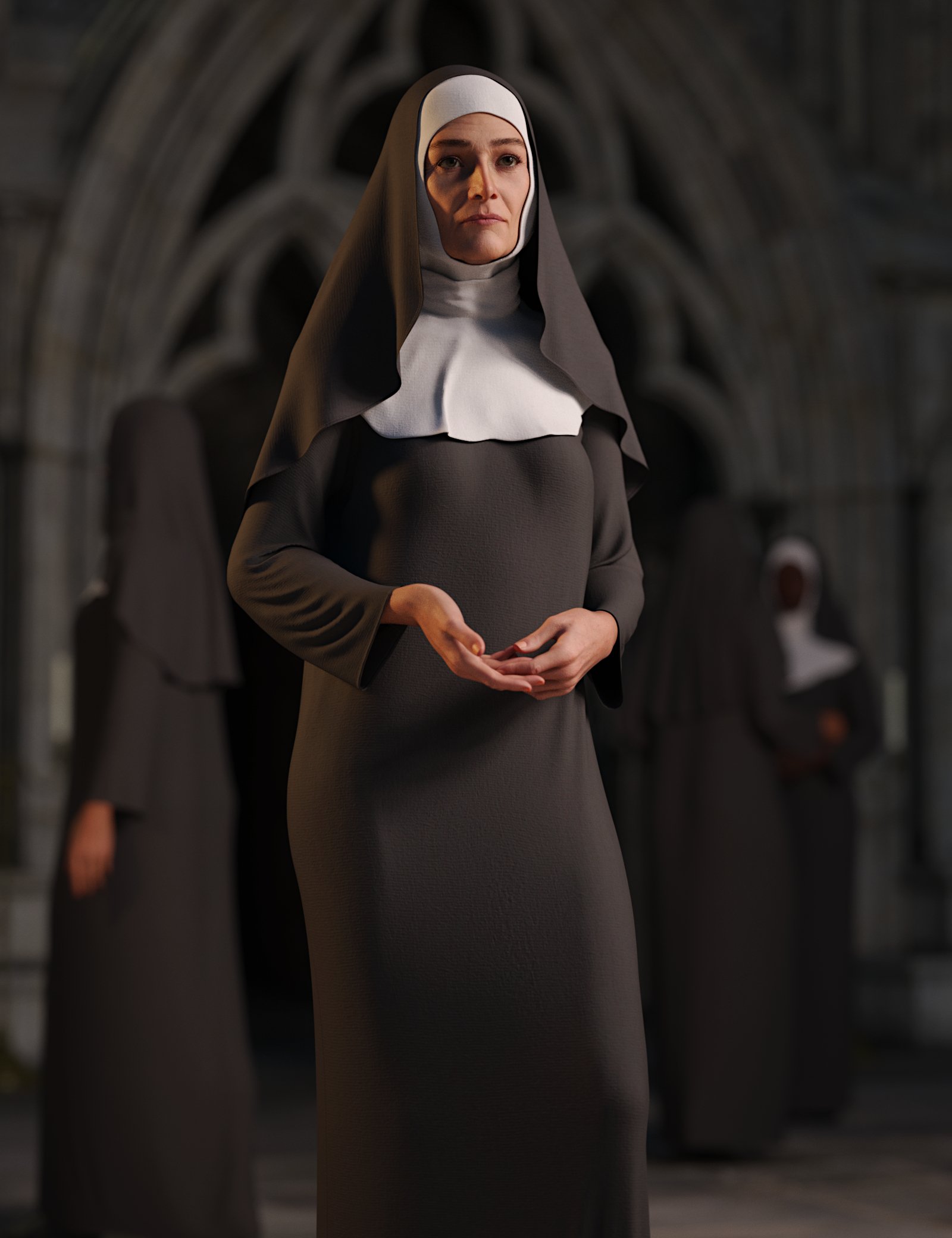 dForce Nun Outfit for Genesis 9 by: Toyen, 3D Models by Daz 3D