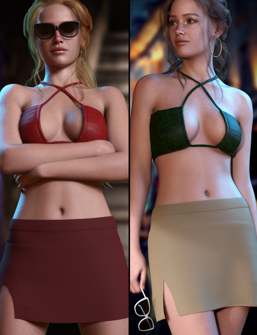 Criss Cross Outfit Set for Genesis 9 by: MytilusProShot, 3D Models by Daz 3D