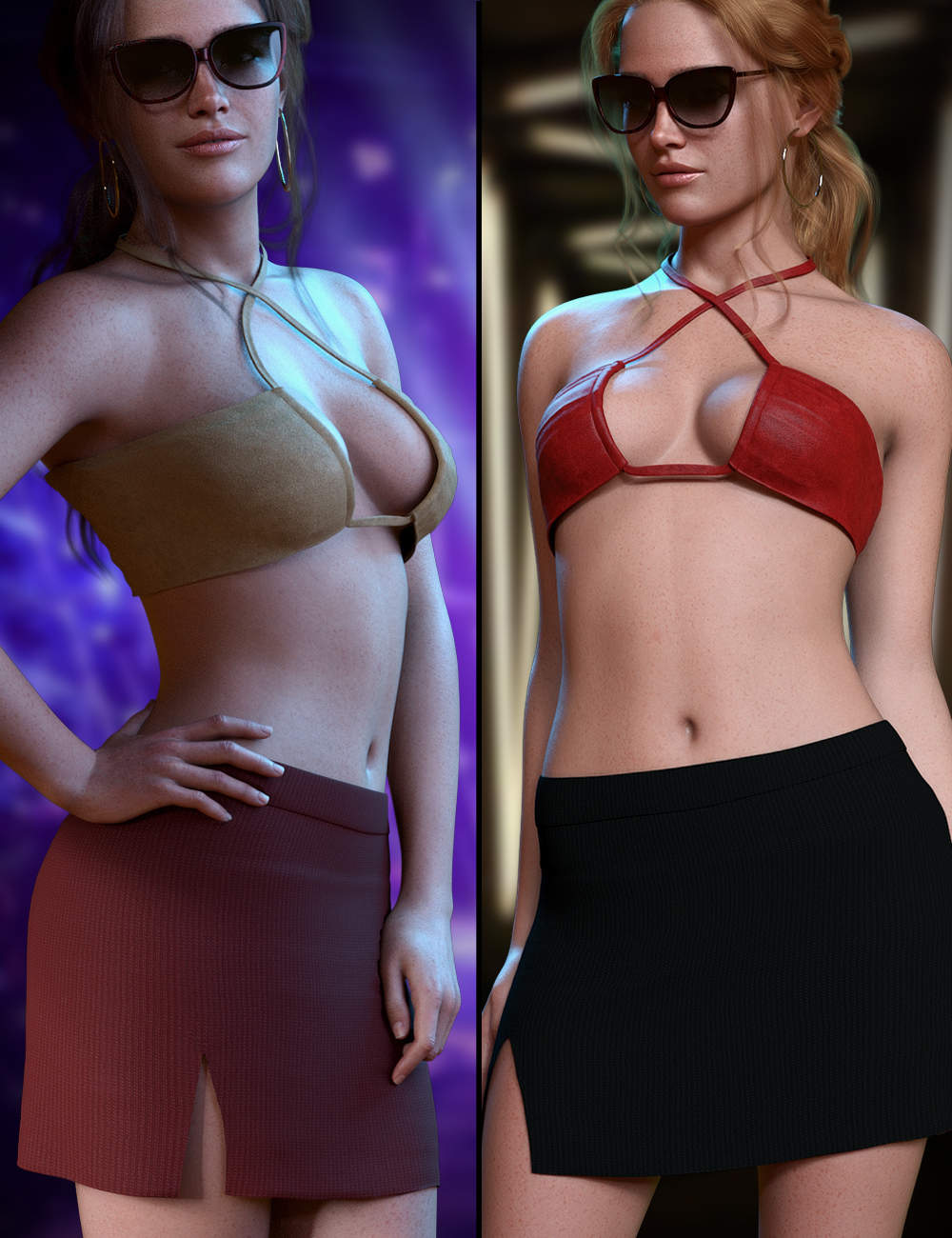Criss Cross Outfit Set for Genesis 9 by: MytilusProShot, 3D Models by Daz 3D