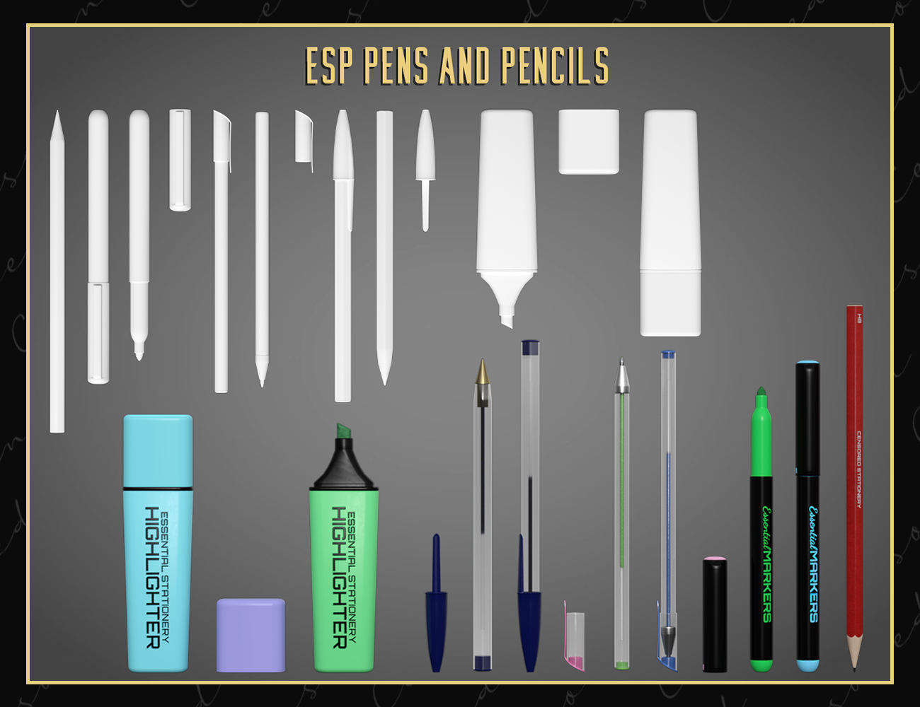 Essential Stationery Props by: Censored, 3D Models by Daz 3D