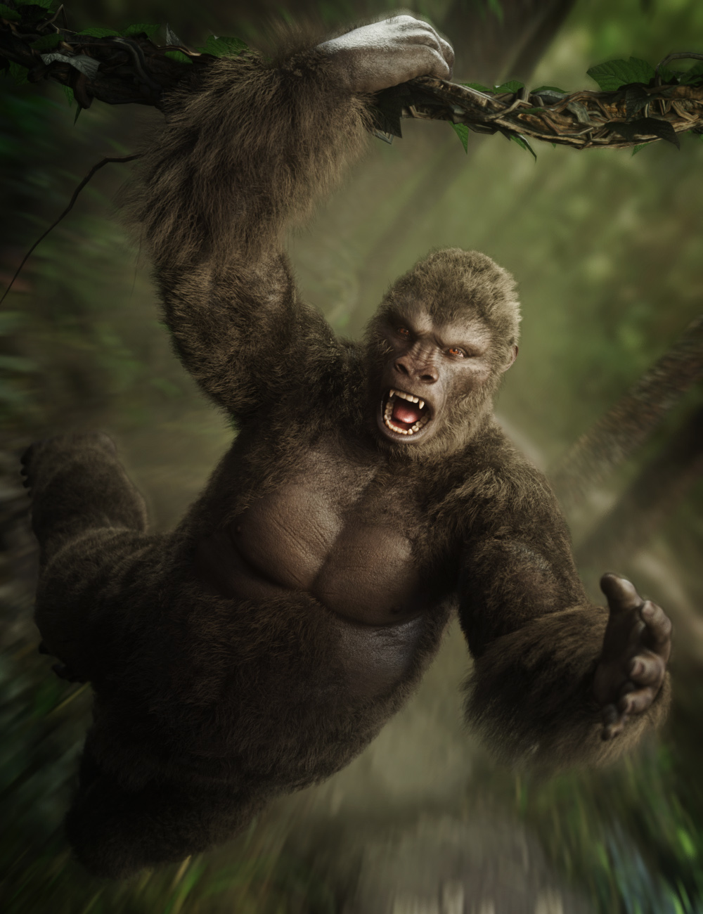 Ape World Gorilla for Genesis 9 by: RawArt, 3D Models by Daz 3D