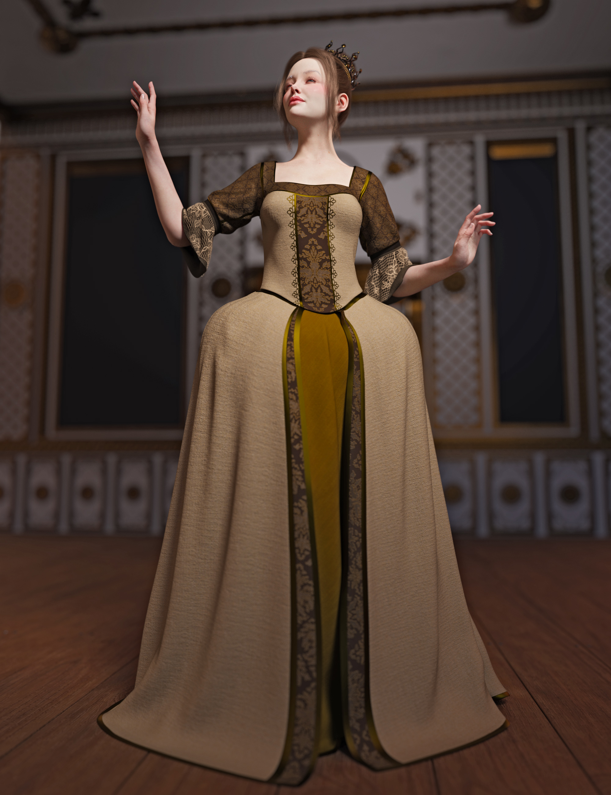 dForce Gown of Fantasy 4 for Genesis 9 by: outoftouch, 3D Models by Daz 3D