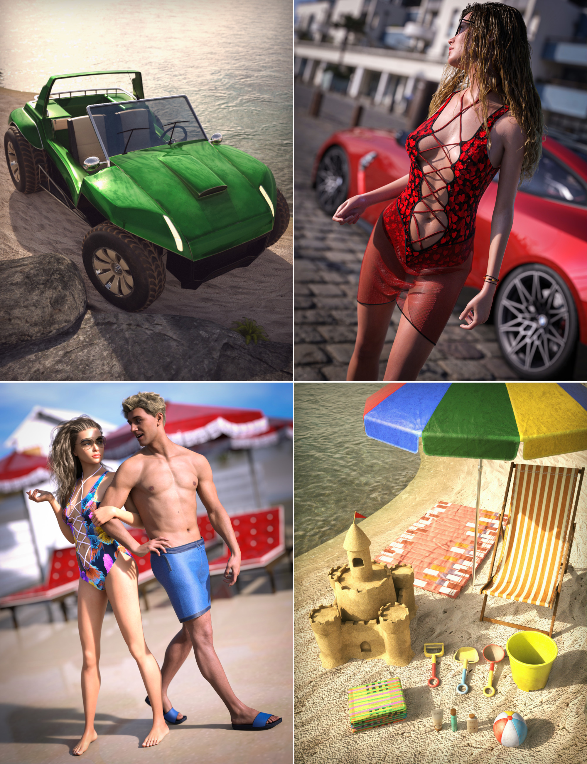 Day at the Beach for Genesis 9 Bundle by: , 3D Models by Daz 3D