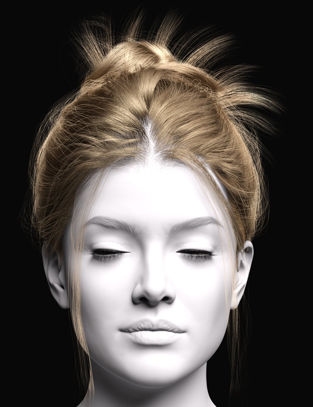 dForce Feisty Feather Bun Hair For Genesis 9 by: , 3D Models by Daz 3D