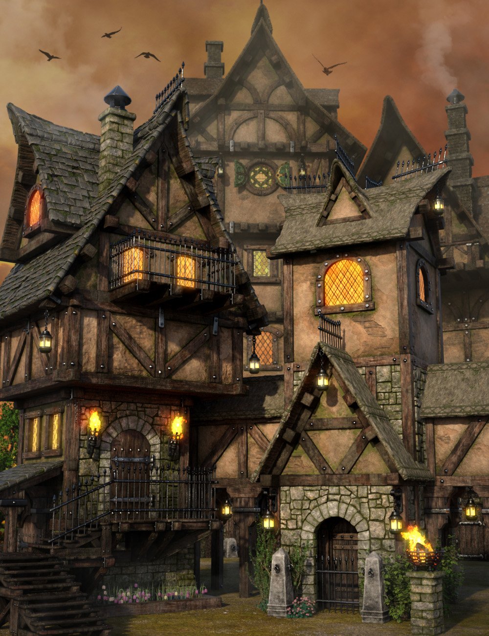 Medieval Village Construction Kit by: The Alchemist, 3D Models by Daz 3D