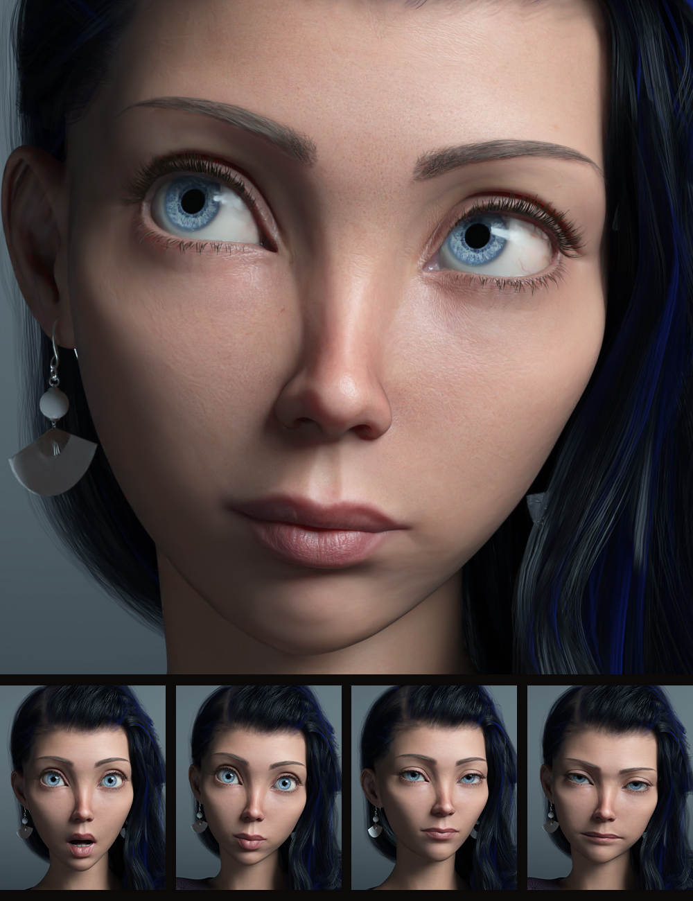 The Expression Collection for Kiri 9 by: Quixotry, 3D Models by Daz 3D