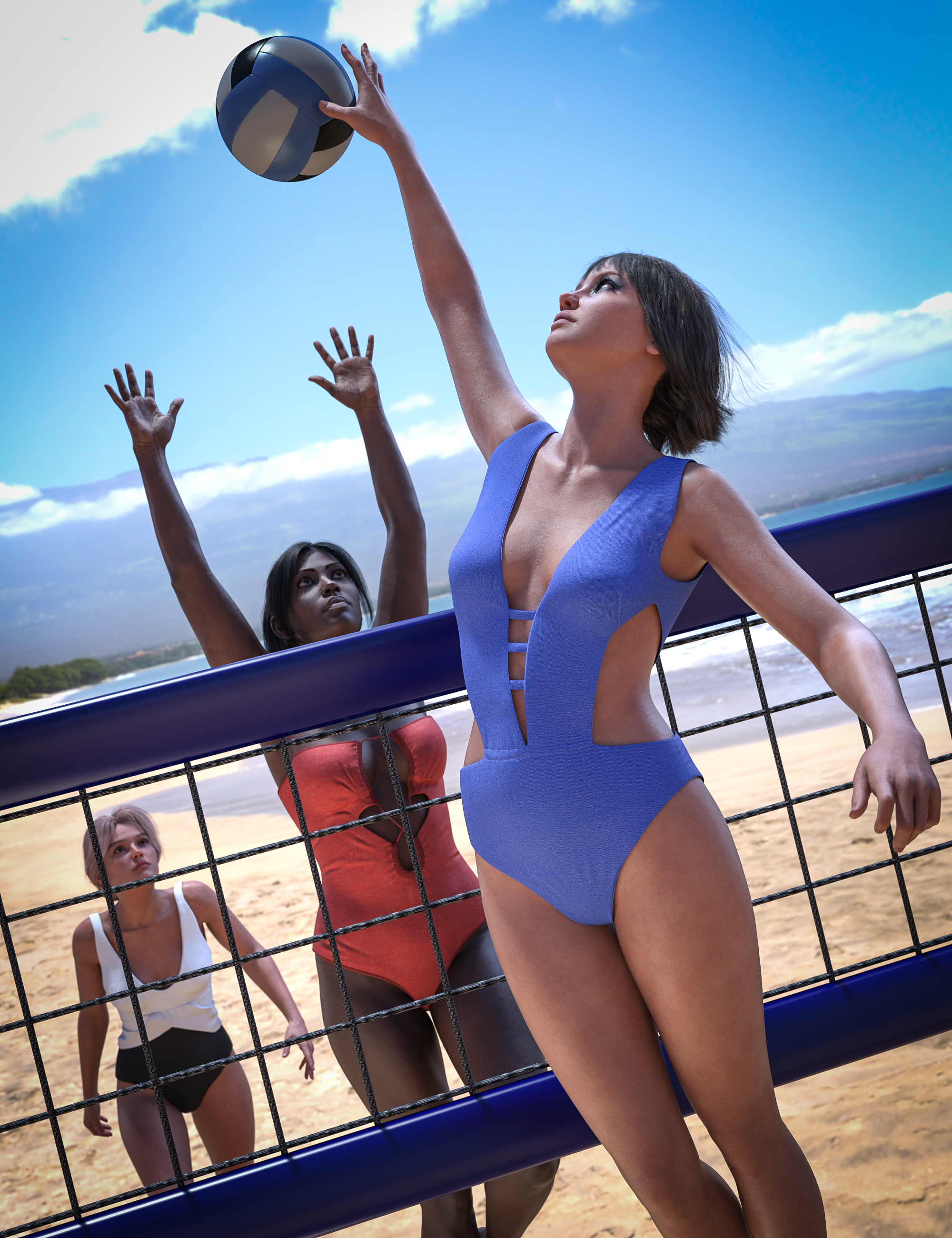BW Beach Bodysuit Outfits 02 for Genesis 9, 8.1, and 8 Female by: Beautyworks, 3D Models by Daz 3D