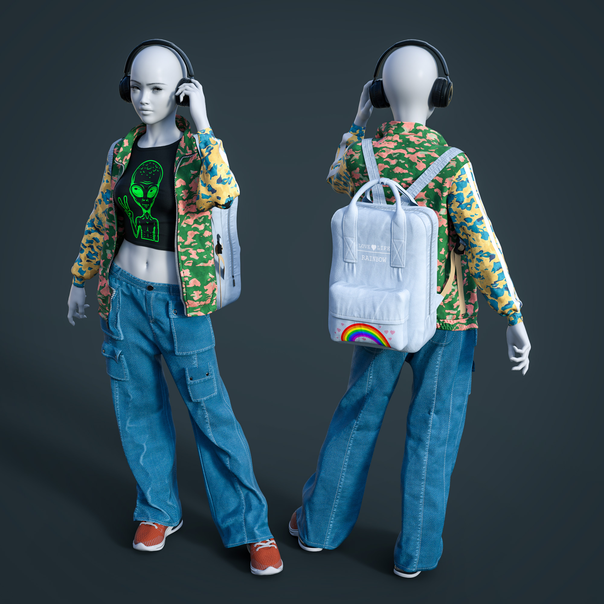 dForce Casualwear Style Outfit for Genesis 9 by: fefecoolyellow, 3D Models by Daz 3D