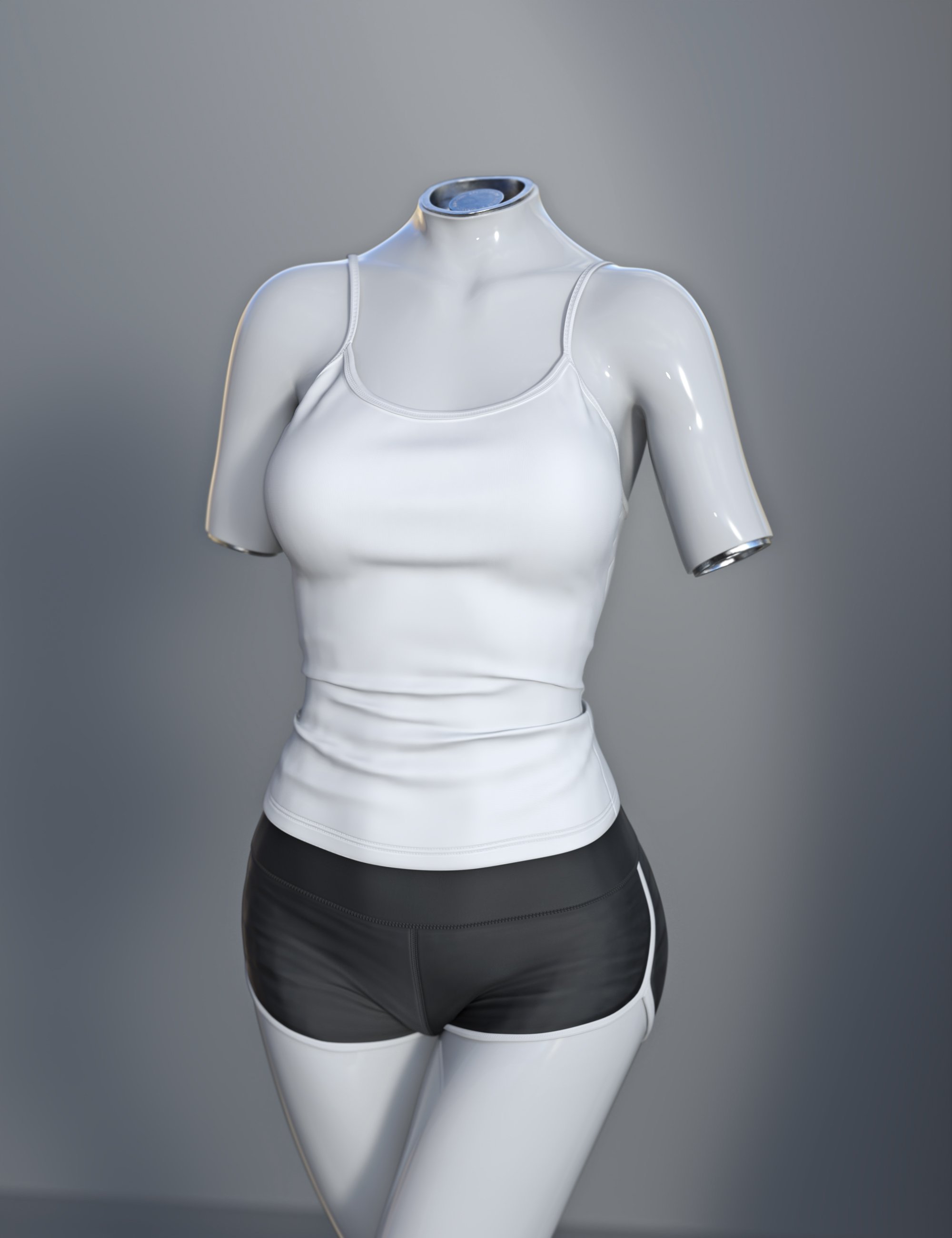 dForce SU Shorts Vest Suit for Genesis 9, 8.1, and 8 Female by: Sue Yee, 3D Models by Daz 3D