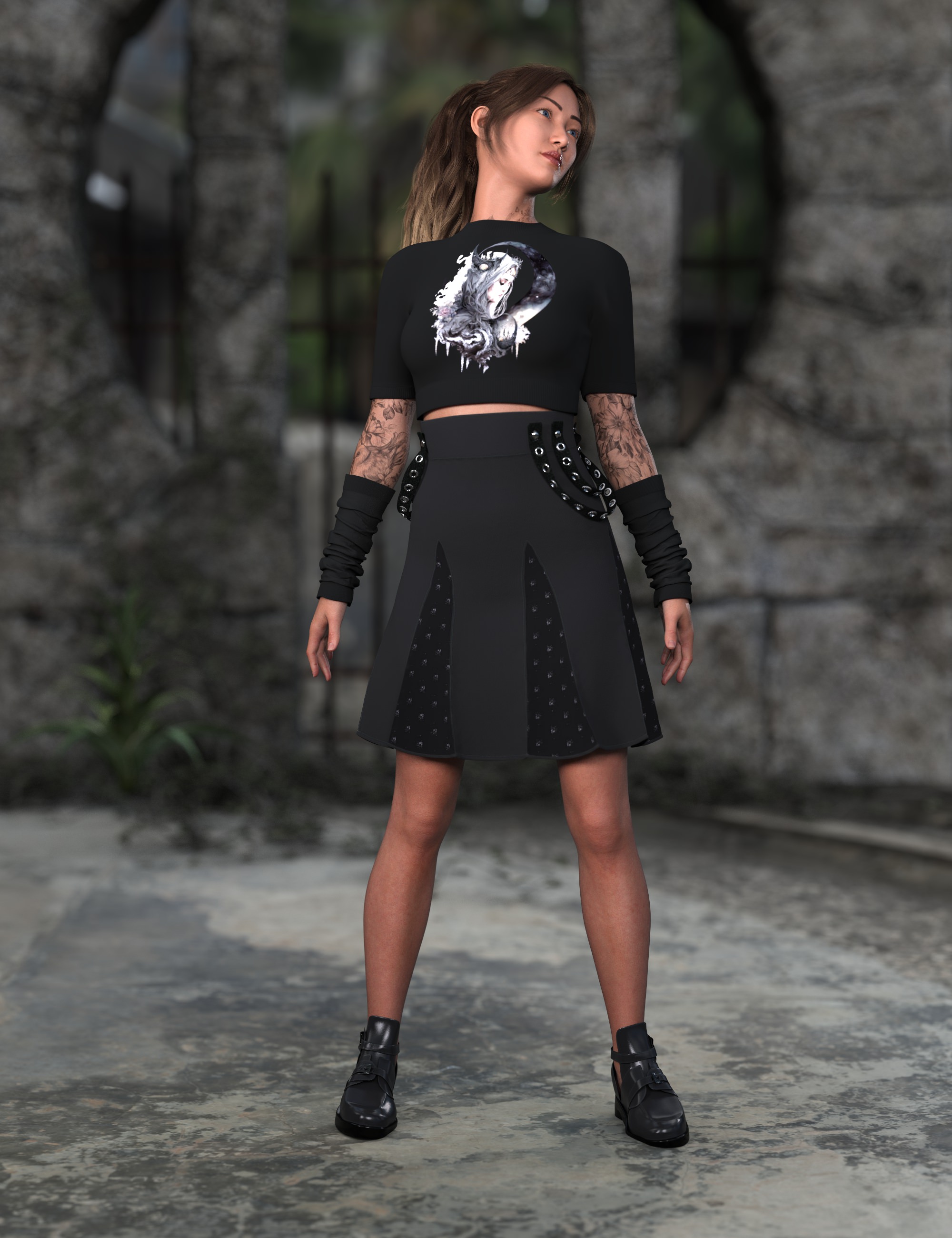 Black skirt outfit outlet 3d