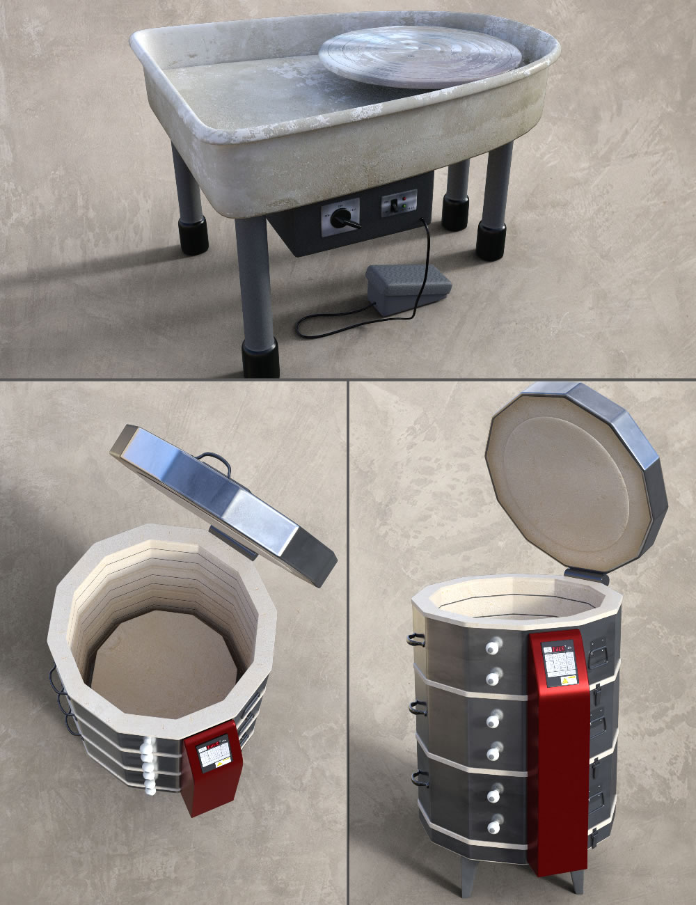 Hobby Props Pottery Hobby Props Pottery by: SilvaAnt3d, 3D Models by Daz 3D