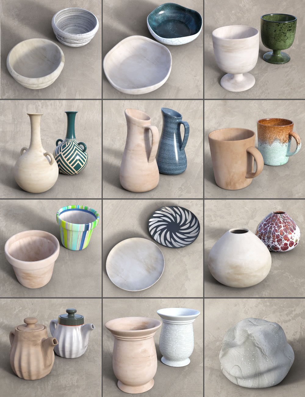 Hobby Props Pottery by: SilvaAnt3d, 3D Models by Daz 3D