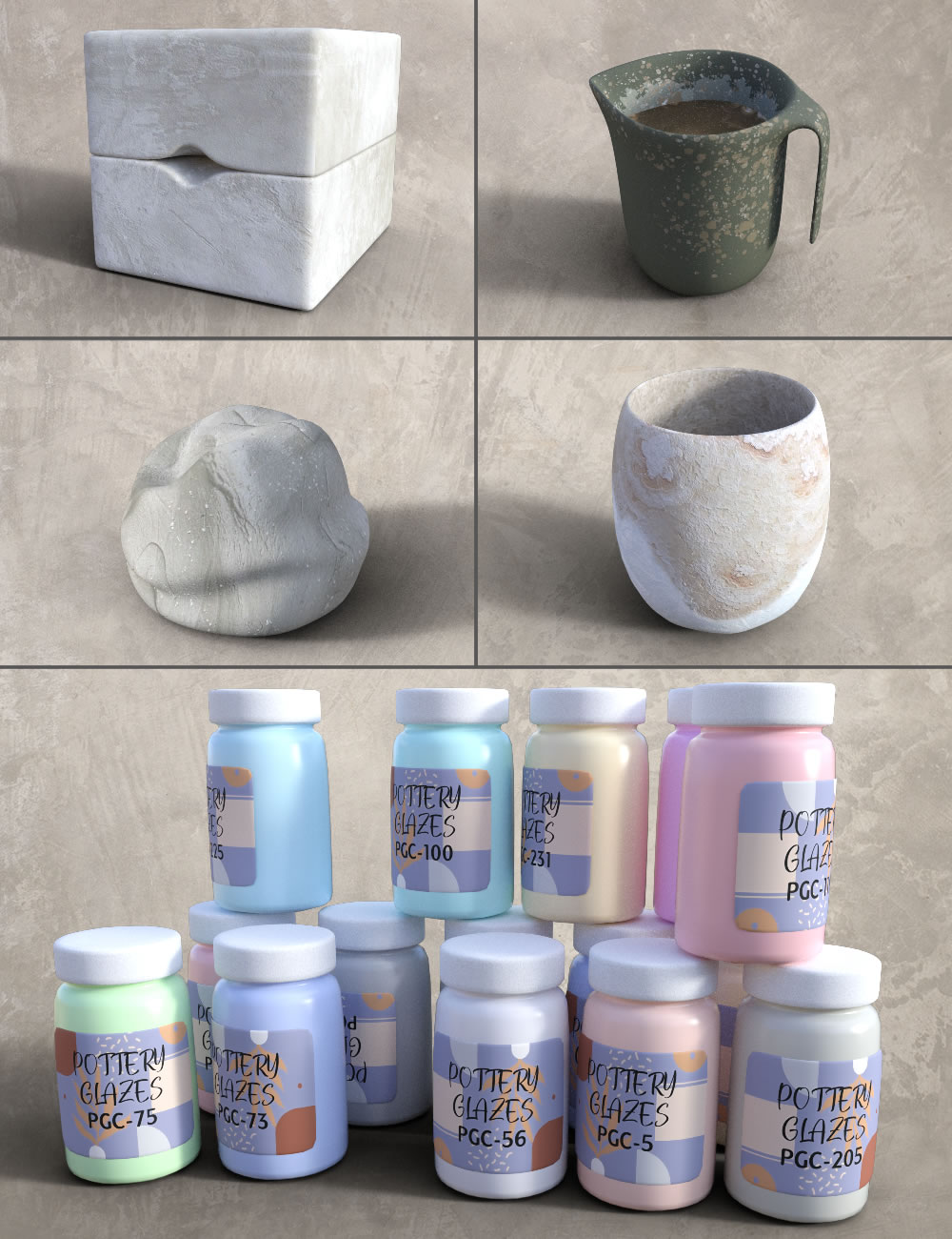 Hobby Props Pottery by: SilvaAnt3d, 3D Models by Daz 3D