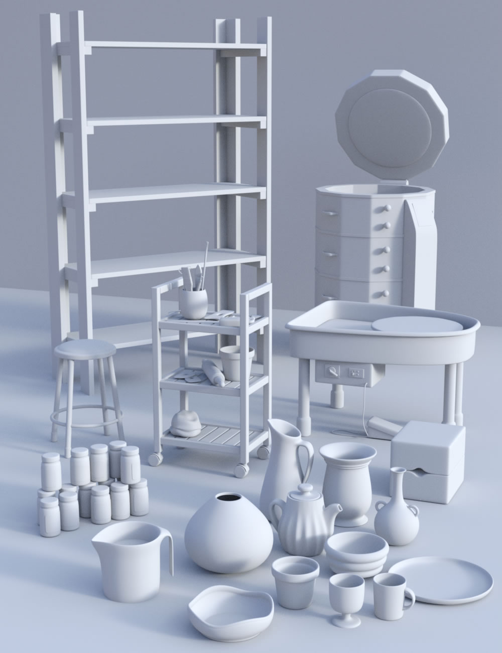 Hobby Props Pottery Hobby Props Pottery by: SilvaAnt3d, 3D Models by Daz 3D