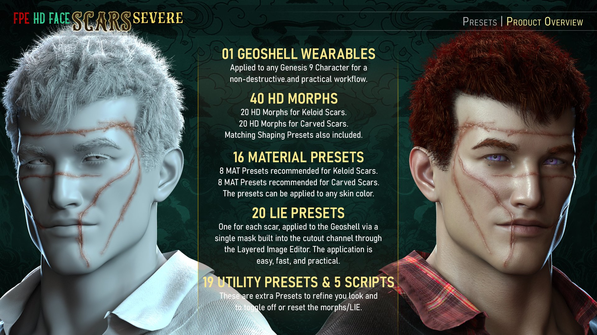 FPE HD Face Scars Severe for Genesis 9 FPE HD Face Scars Severe for Genesis 9 by: FenixPhoenixEsid, 3D Models by Daz 3D