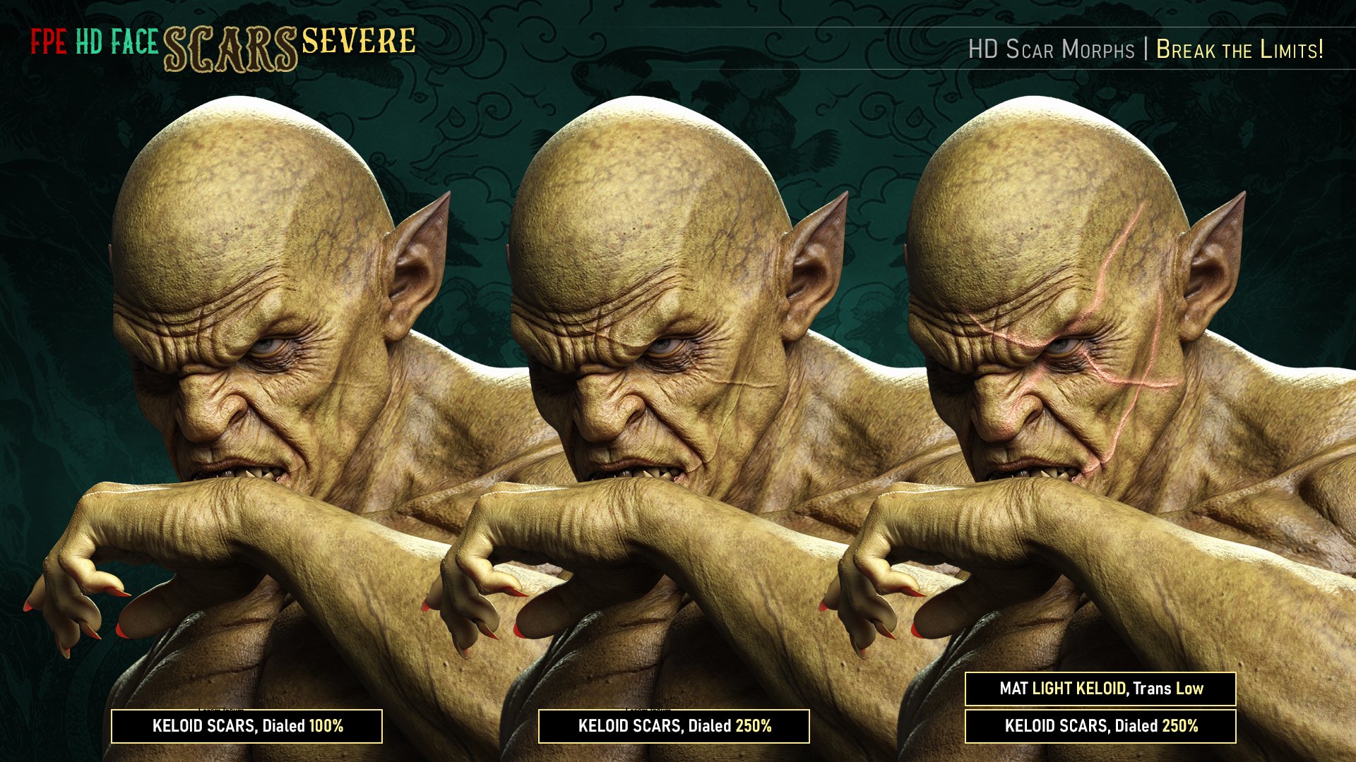 FPE HD Face Scars Severe for Genesis 9 FPE HD Face Scars Severe for Genesis 9 by: FenixPhoenixEsid, 3D Models by Daz 3D