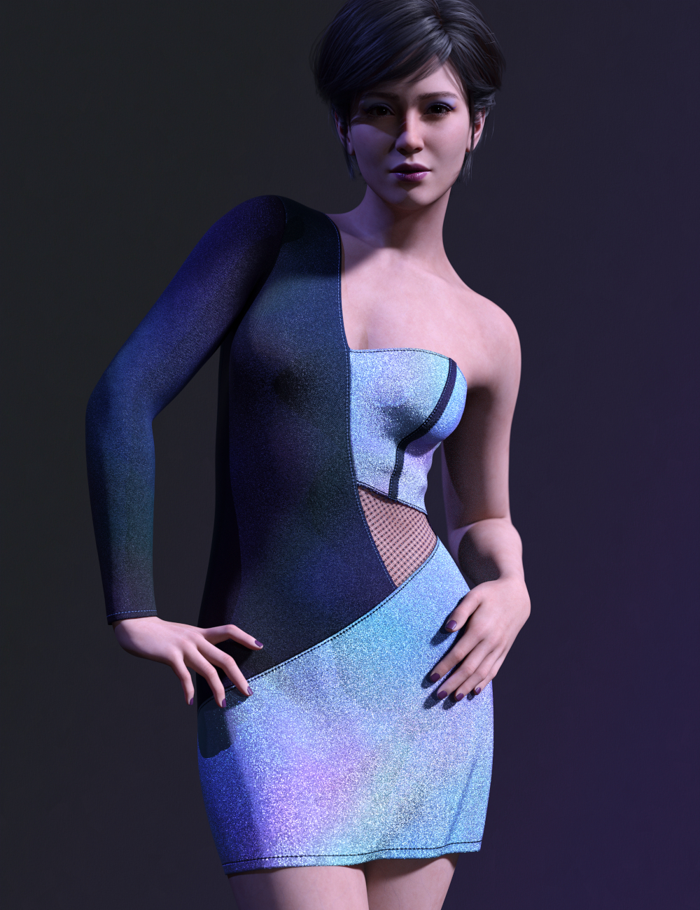 dForce Fantasy Holo Outfit for Genesis 9 and 8 Females by: Leviathan, 3D Models by Daz 3D
