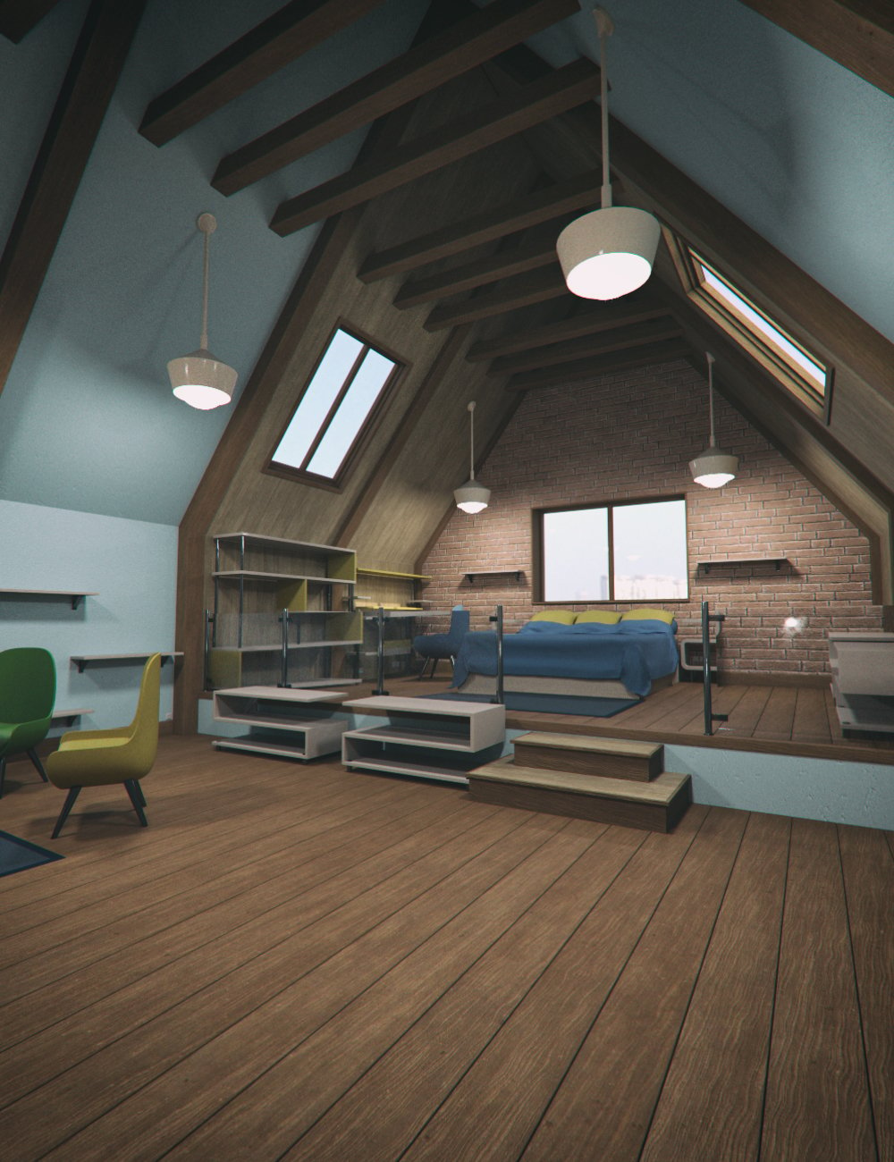 Attic Bedroom 2 by: Mely3D, 3D Models by Daz 3D