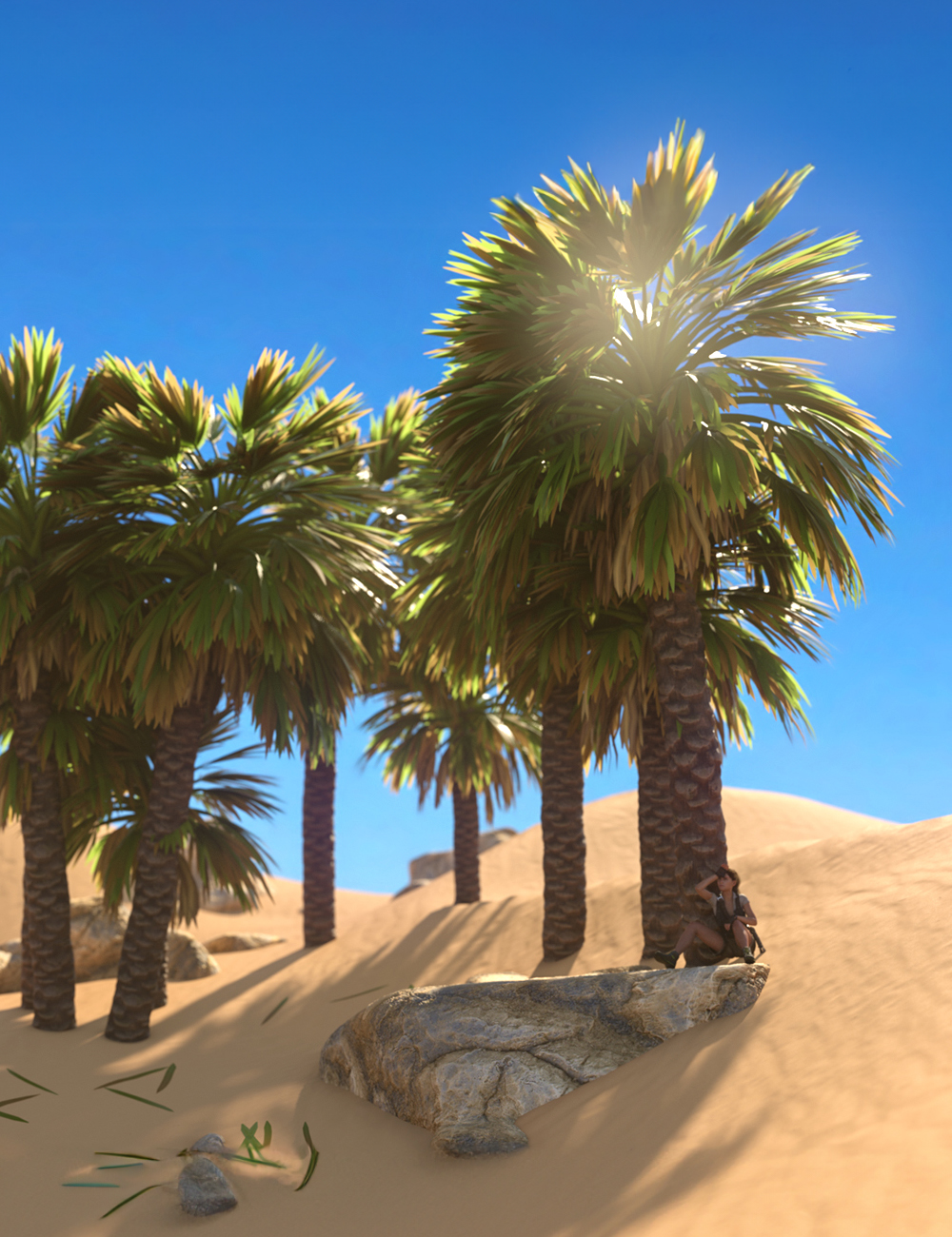 Predatron Fan Palm Vignette by: Predatron, 3D Models by Daz 3D