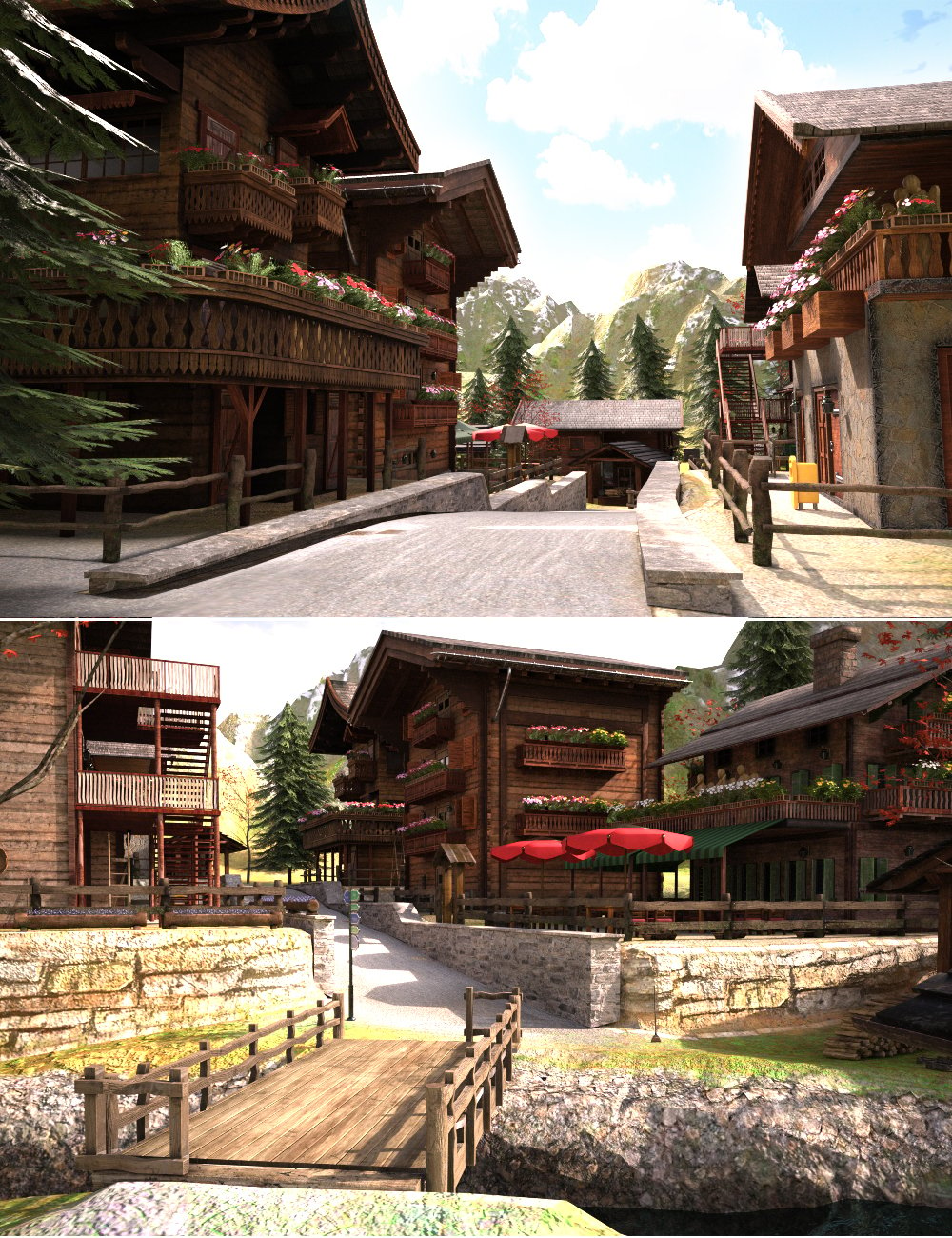 XI Switzerland Village by: Xivon, 3D Models by Daz 3D