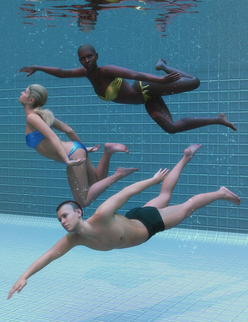 Underwater Poses for Genesis 9 by: Leo Lee, 3D Models by Daz 3D