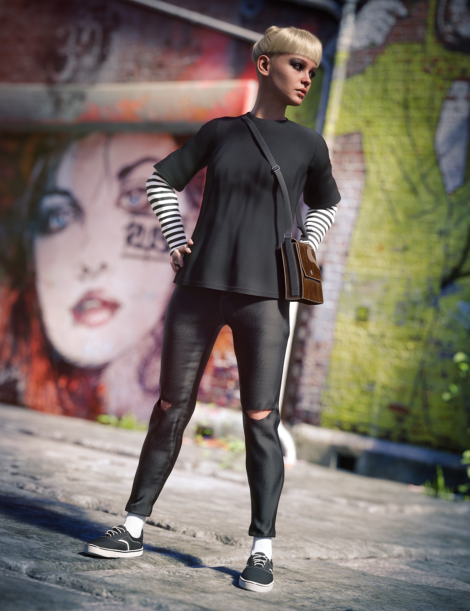 dForce Grunge Essence Outfit Genesis 9 by: fjaa3d, 3D Models by Daz 3D