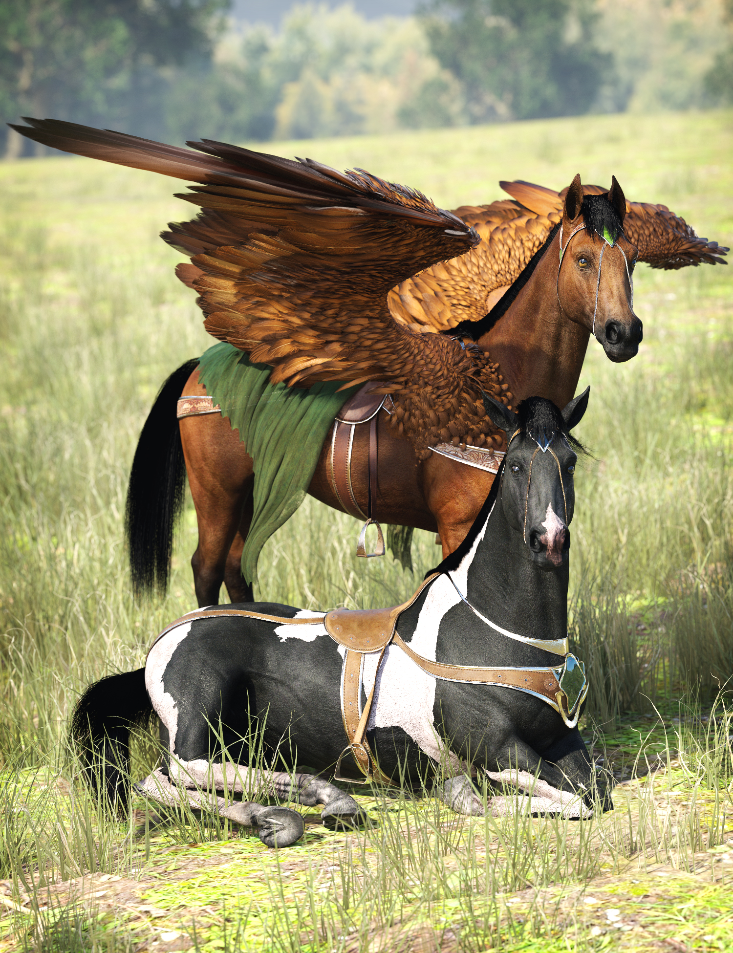 Pegasus Tack Texture Add-On by: Shox-Design, 3D Models by Daz 3D