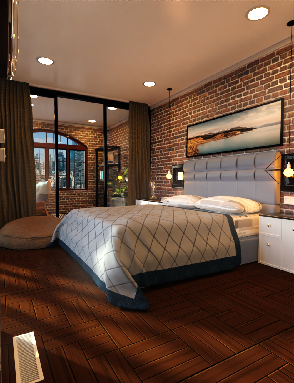 Industrial Style Bedroom by: PerspectX, 3D Models by Daz 3D