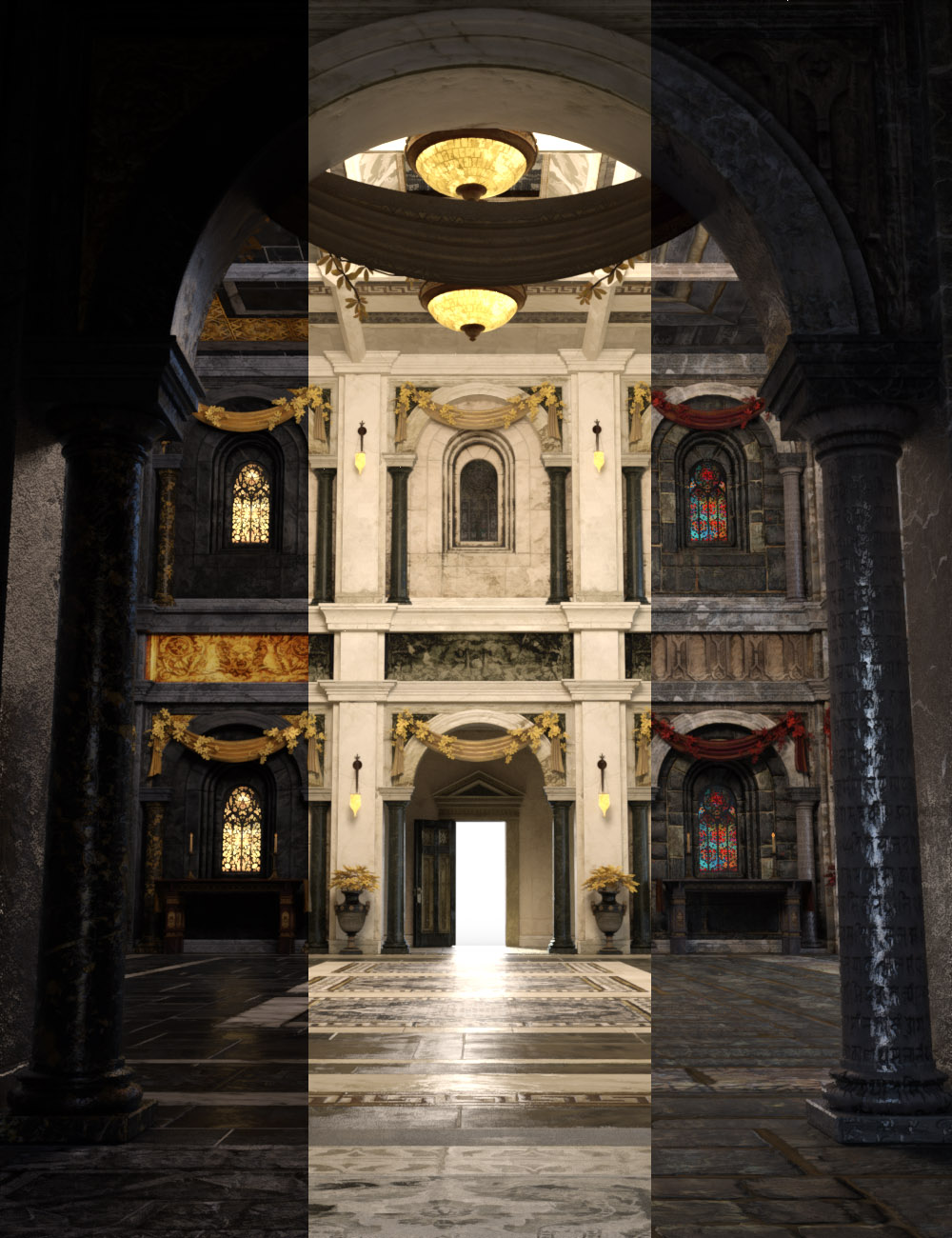 Borgia's Opulent Hall Texture Trifecta by: The Management, 3D Models by Daz 3D