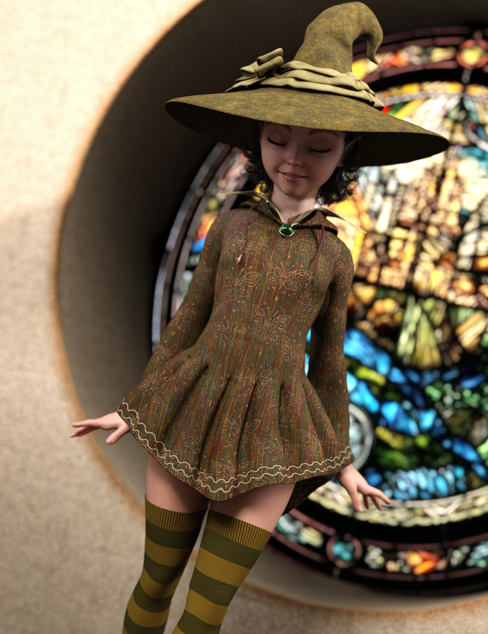 Magical for dForce Belladonna's Broomstick Brigade Novice Witch Outfit by: , 3D Models by Daz 3D