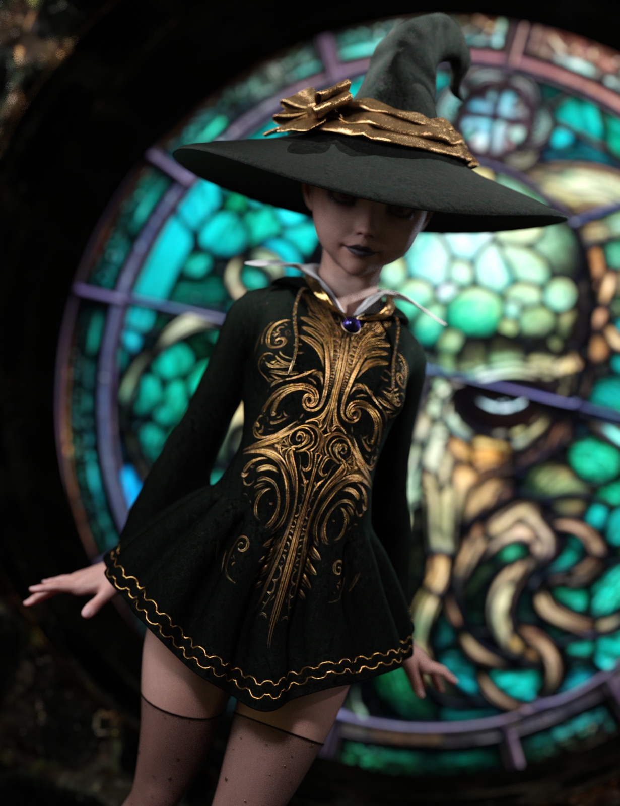 Magical for dForce Belladonna's Broomstick Brigade Novice Witch Outfit