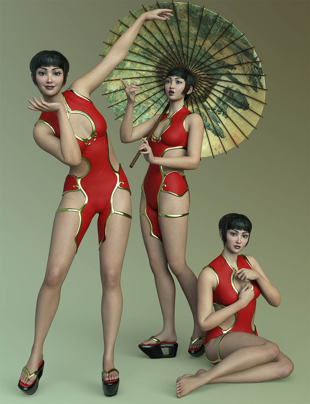 CDI Geisha Poses for Genesis 9 Feminine by: Capsces Digital Ink, 3D Models by Daz 3D