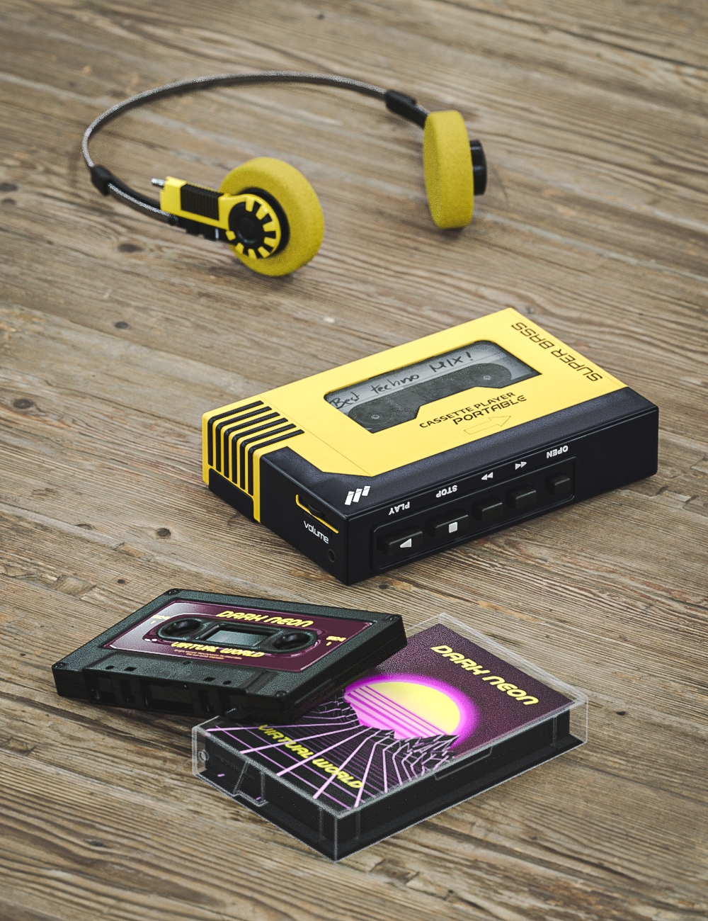 OR3D 90's Portable Tape Player by: RedCrow3DArtOdyssey, 3D Models by Daz 3D